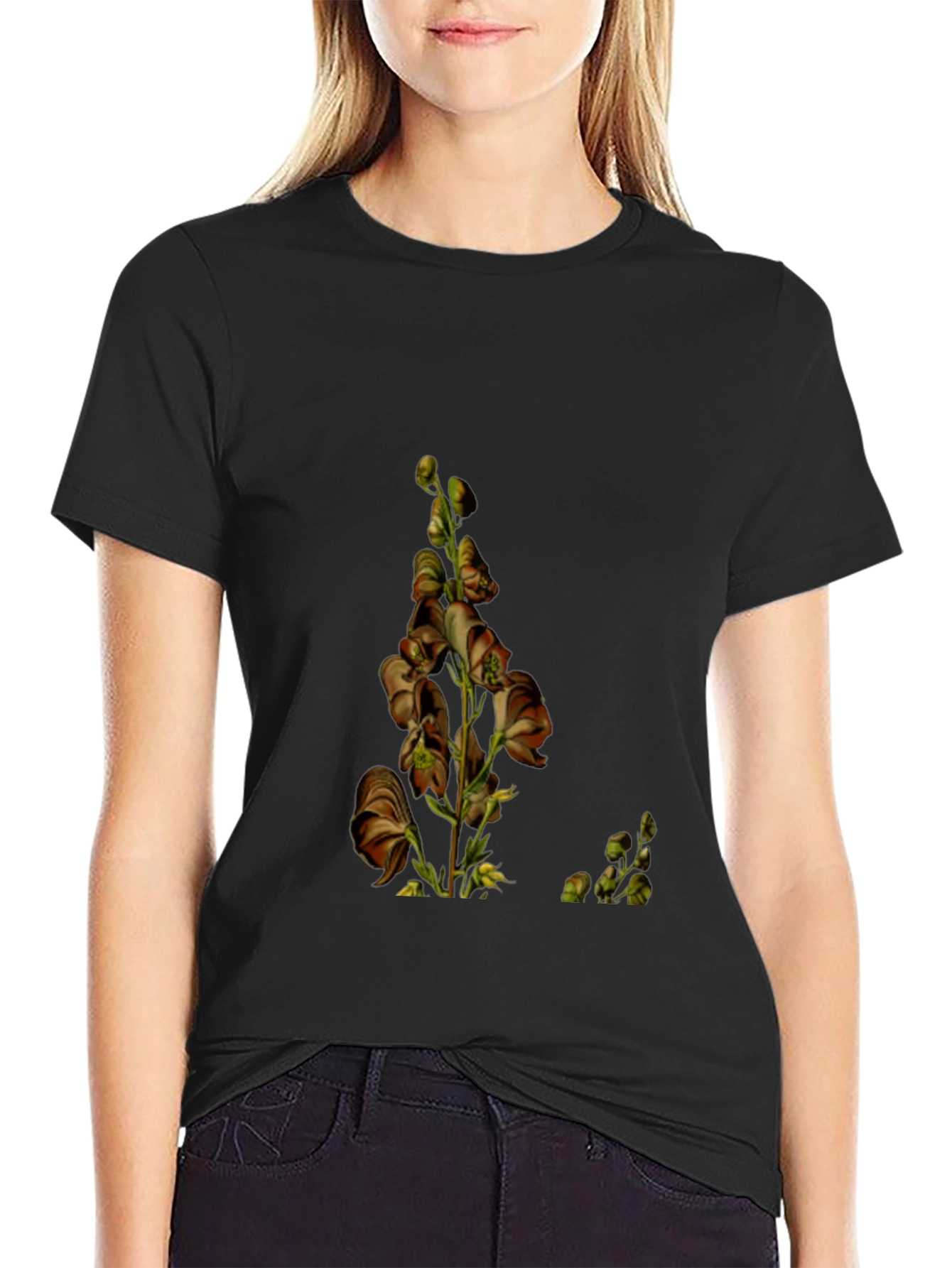 Botanical Print Black Tee