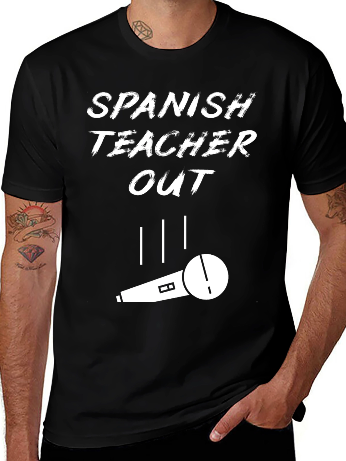 Spanish Teacher Out Mic Drop T-Shirt