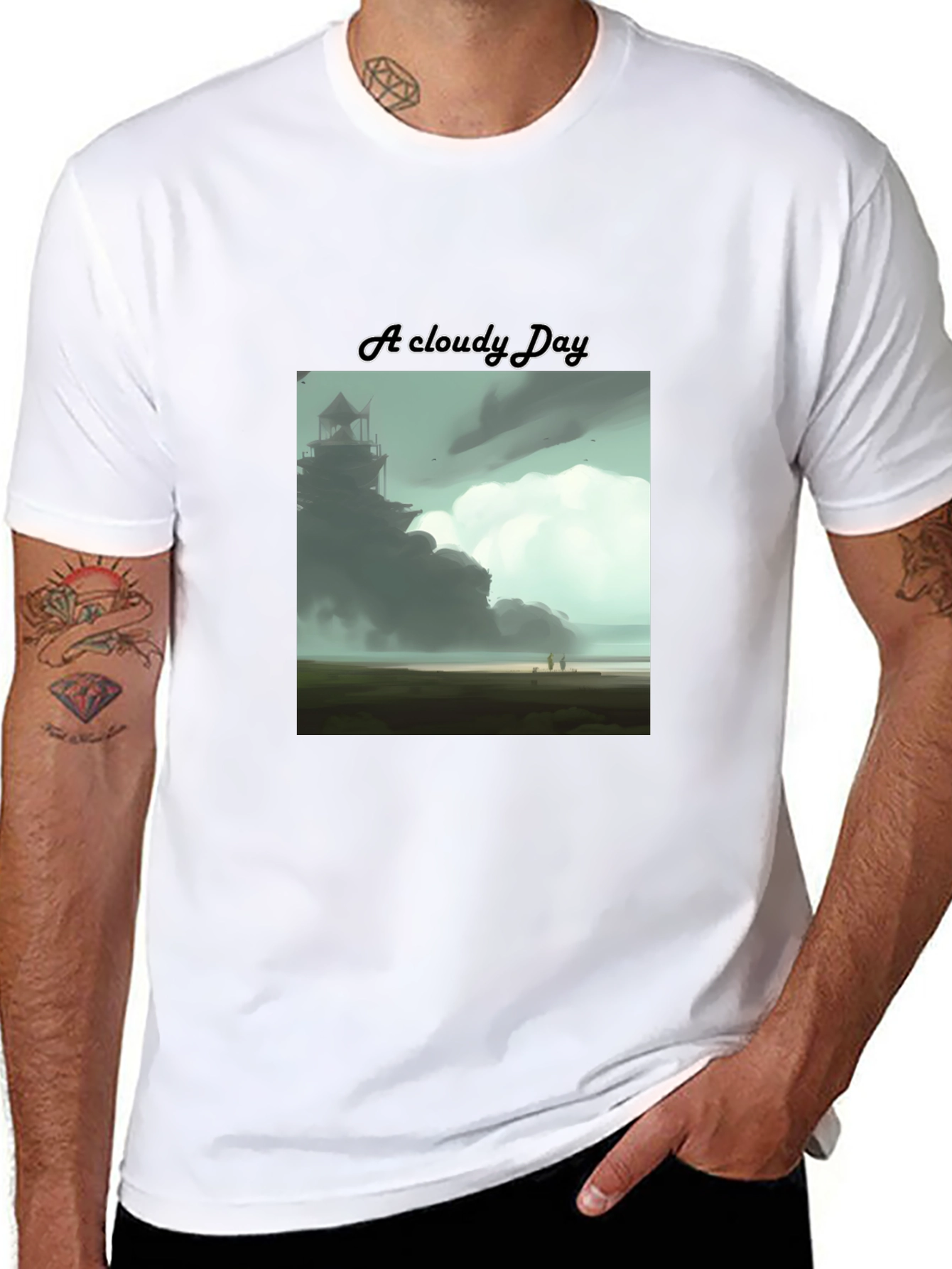Cloudy Day Graphic T-Shirt - Artistic Soft Tee
