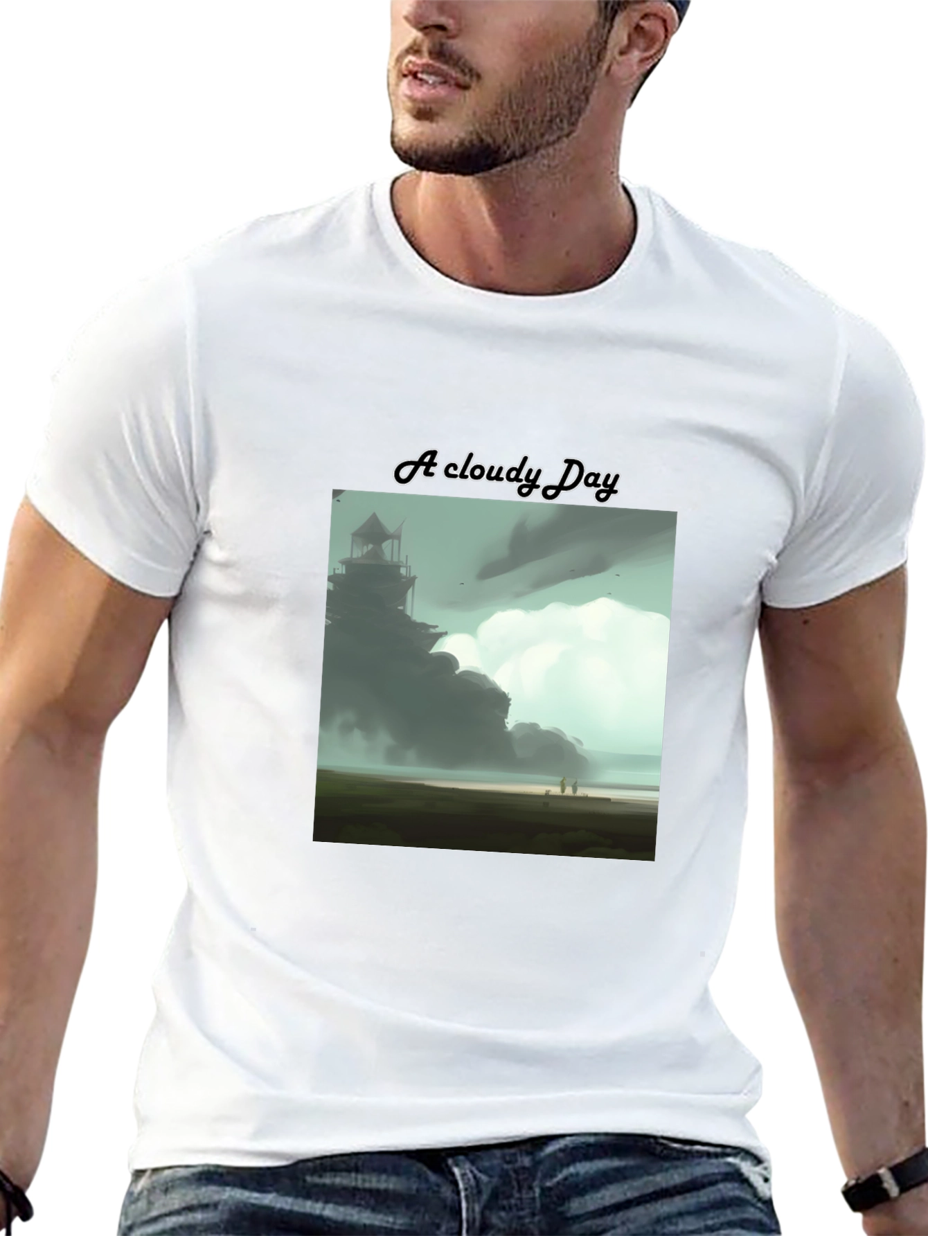Cloudy Day Graphic T-Shirt - Artistic Soft Tee