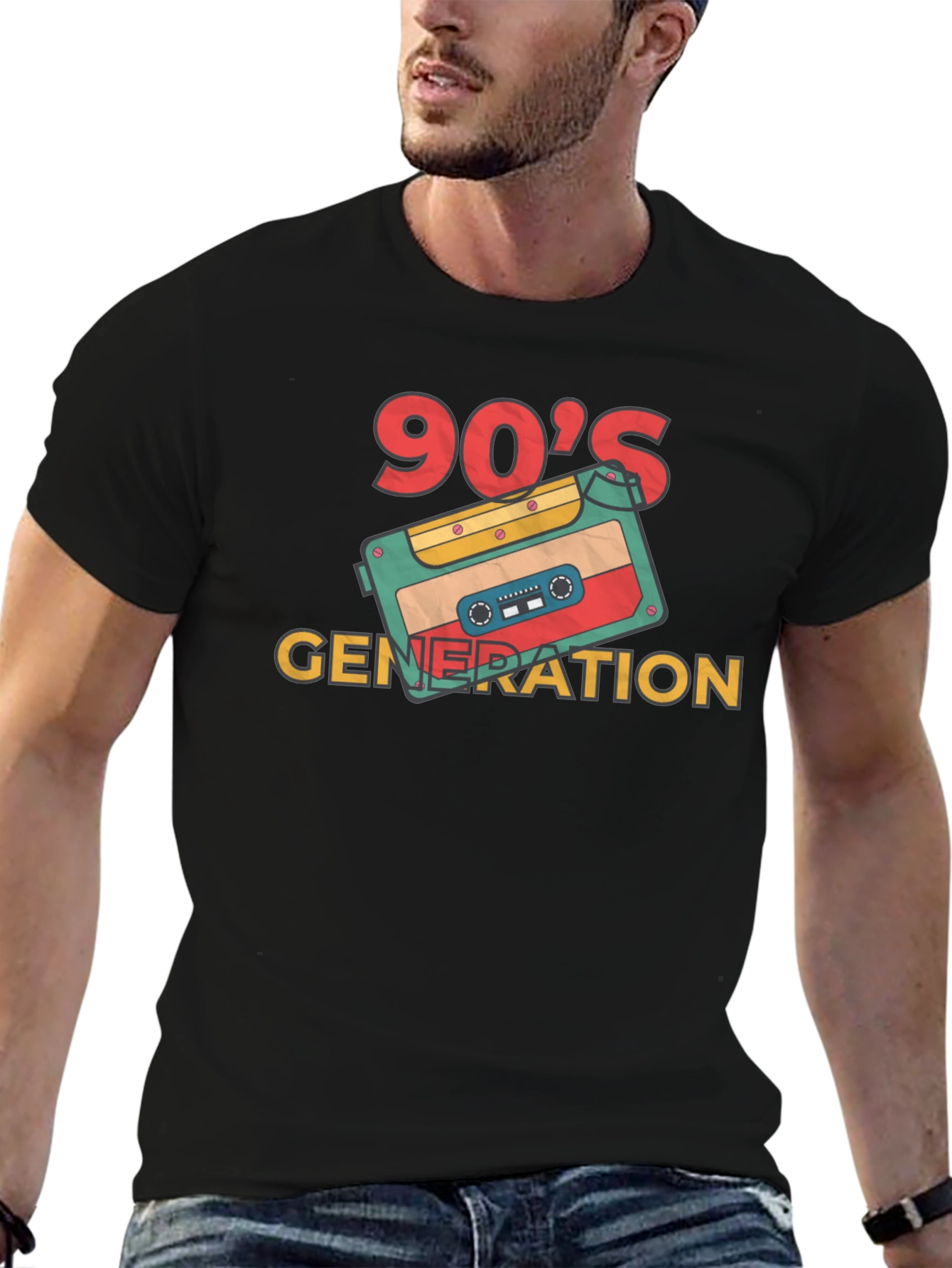90s Generation Cassette Tape Graphic Tee - Retro Style