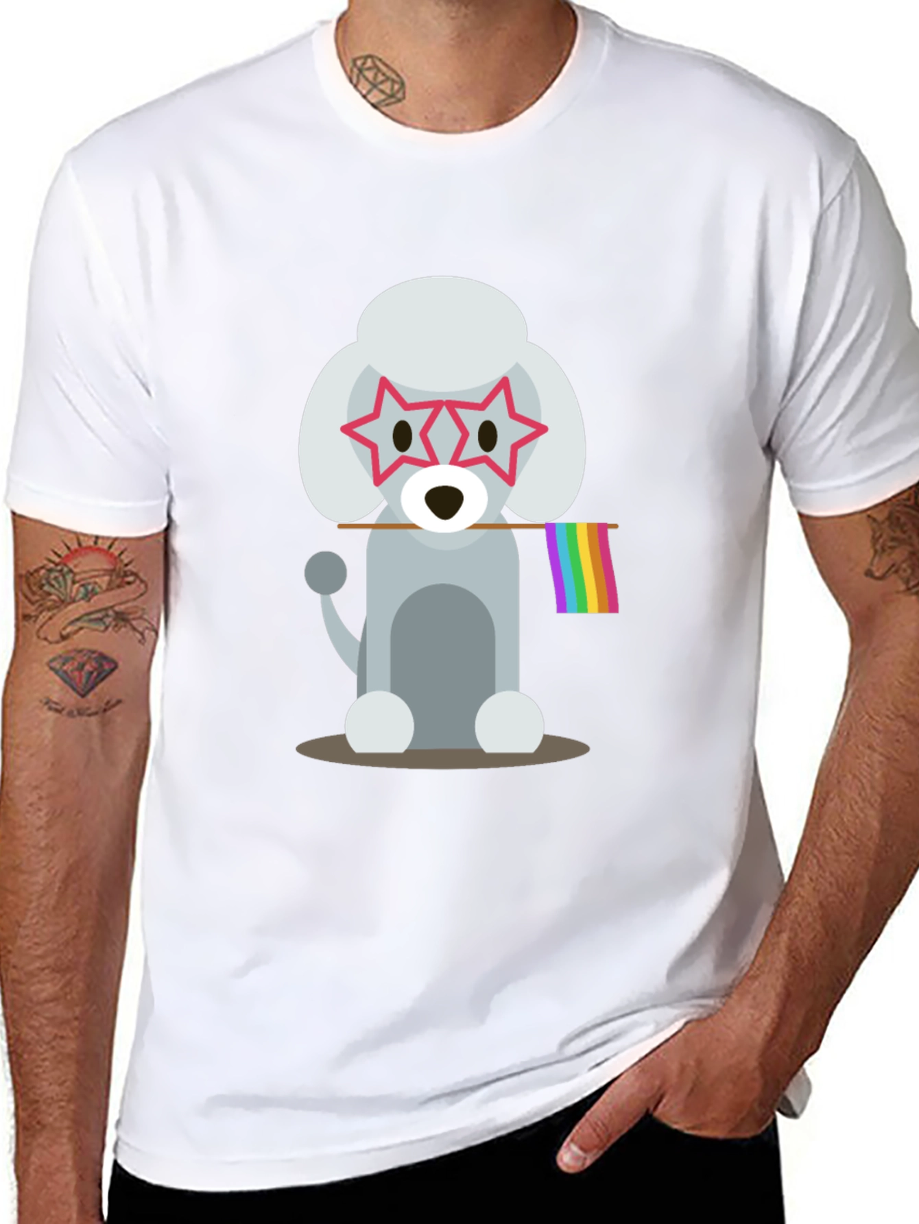 Poodle Pride Graphic Tee - Star Glasses Rainbow Flag