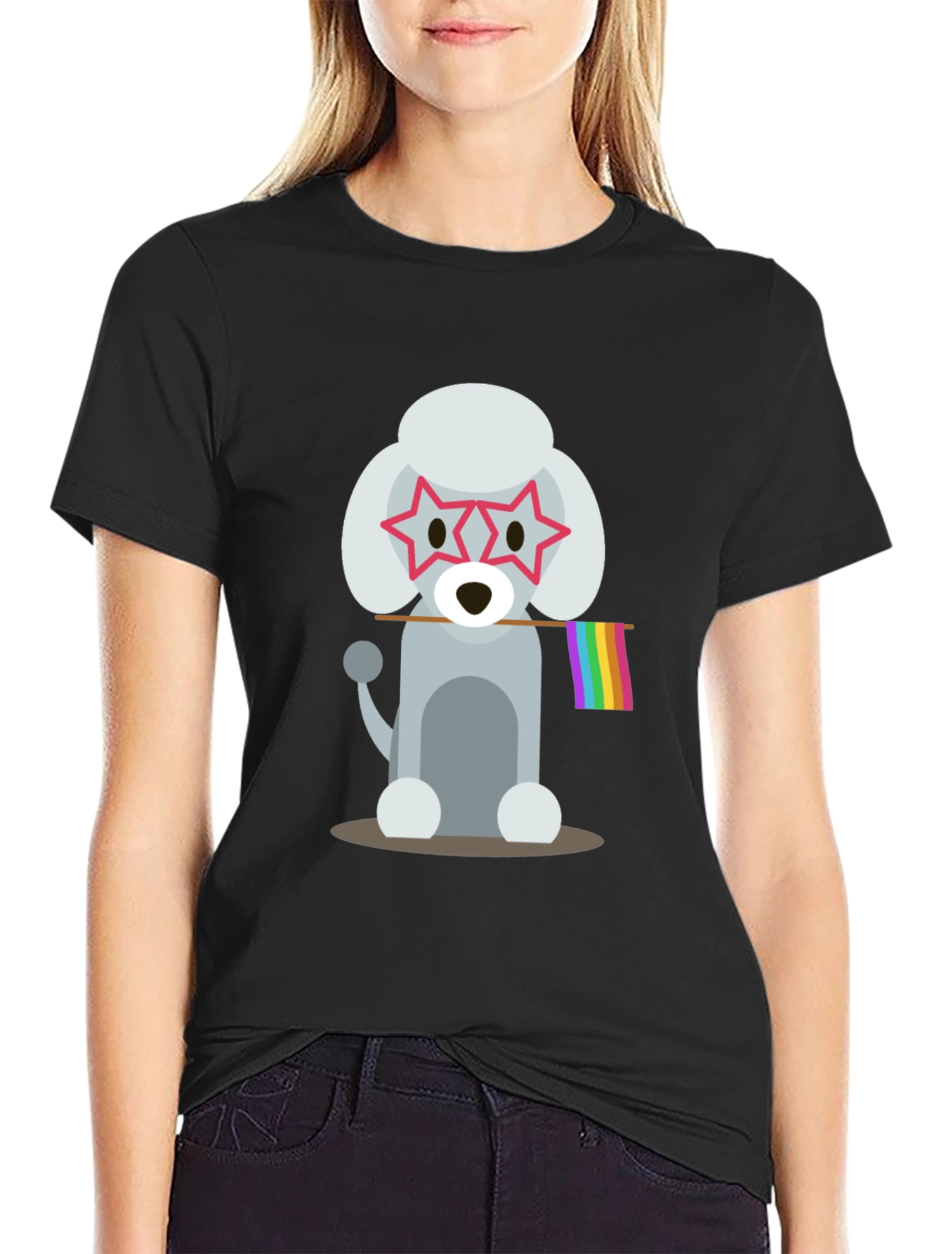 Poodle Pride Graphic Tee - Star Glasses Rainbow Flag