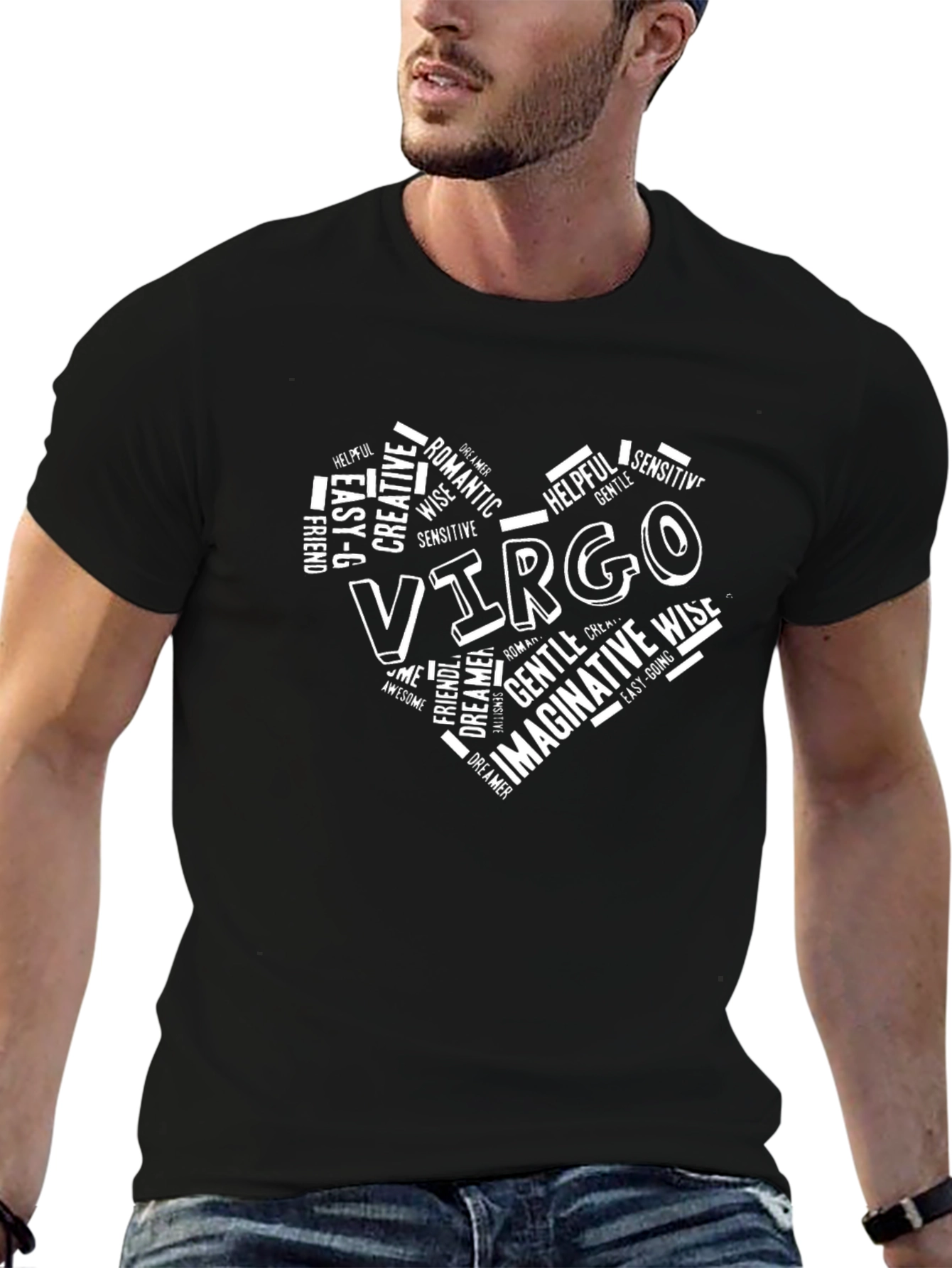 Virgo Zodiac Sign Heart Word Art T-Shirt
