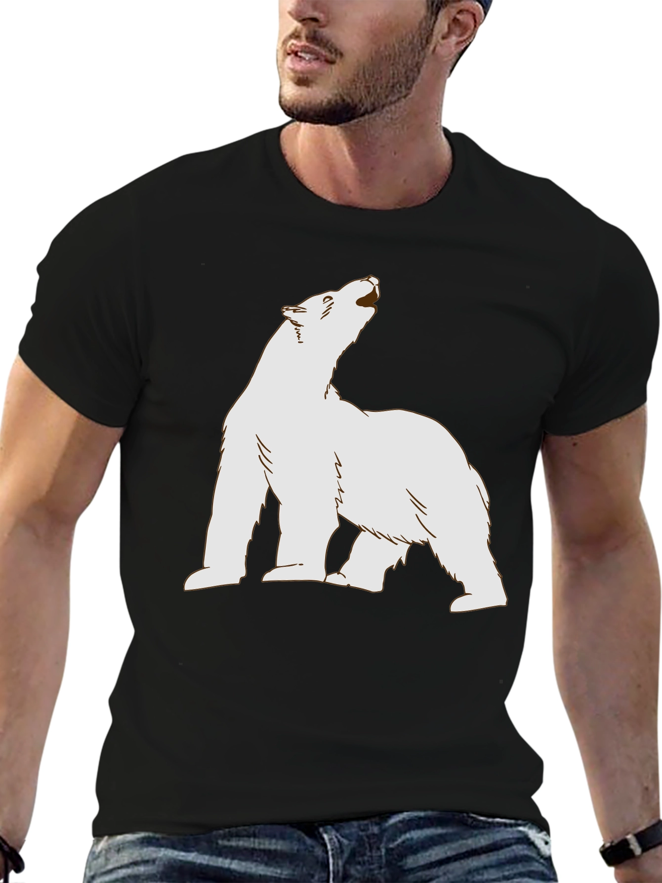 Black T-Shirt with Polar Bear Graphic