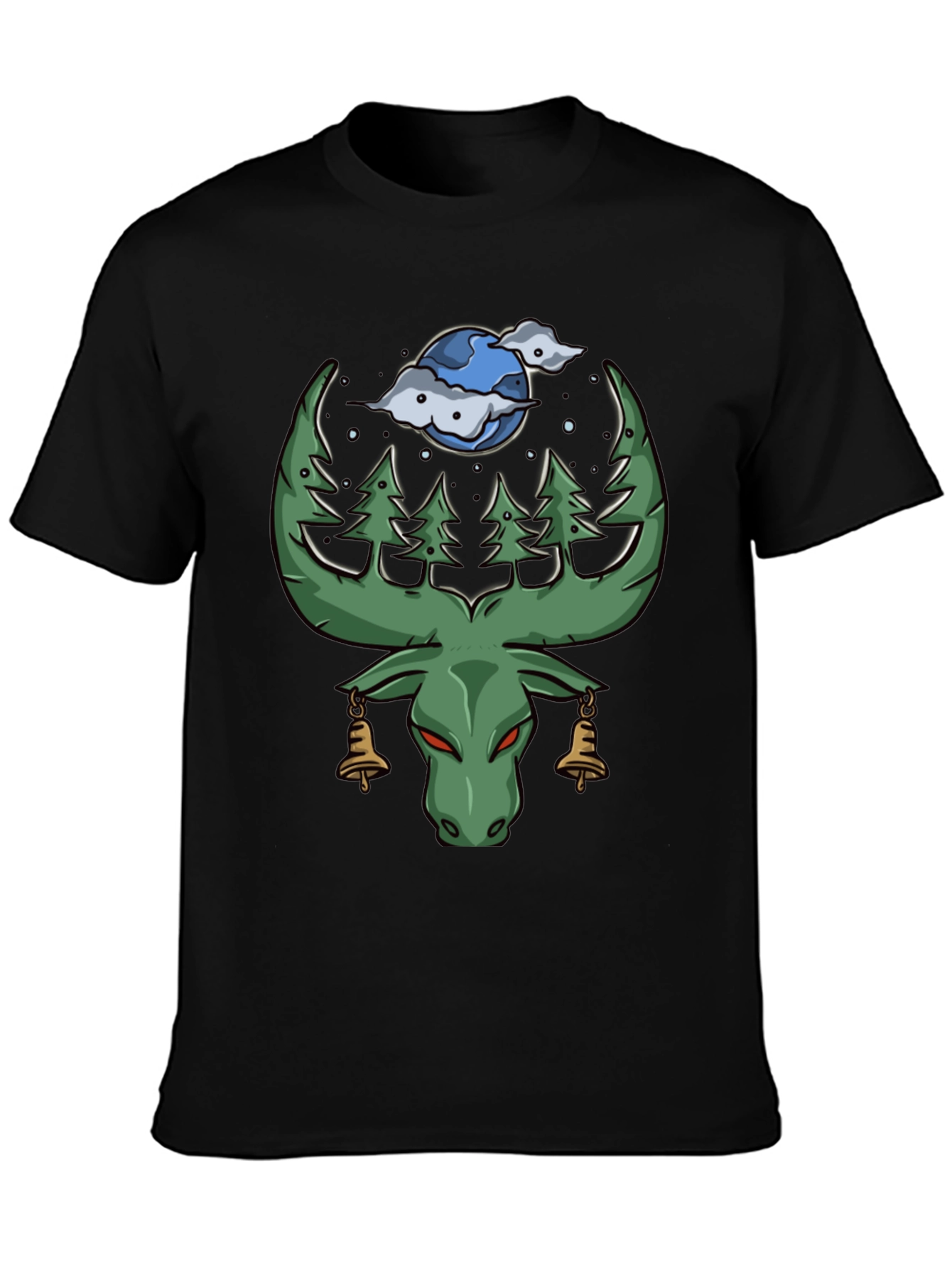 Nature Moose Graphic Tee - Black