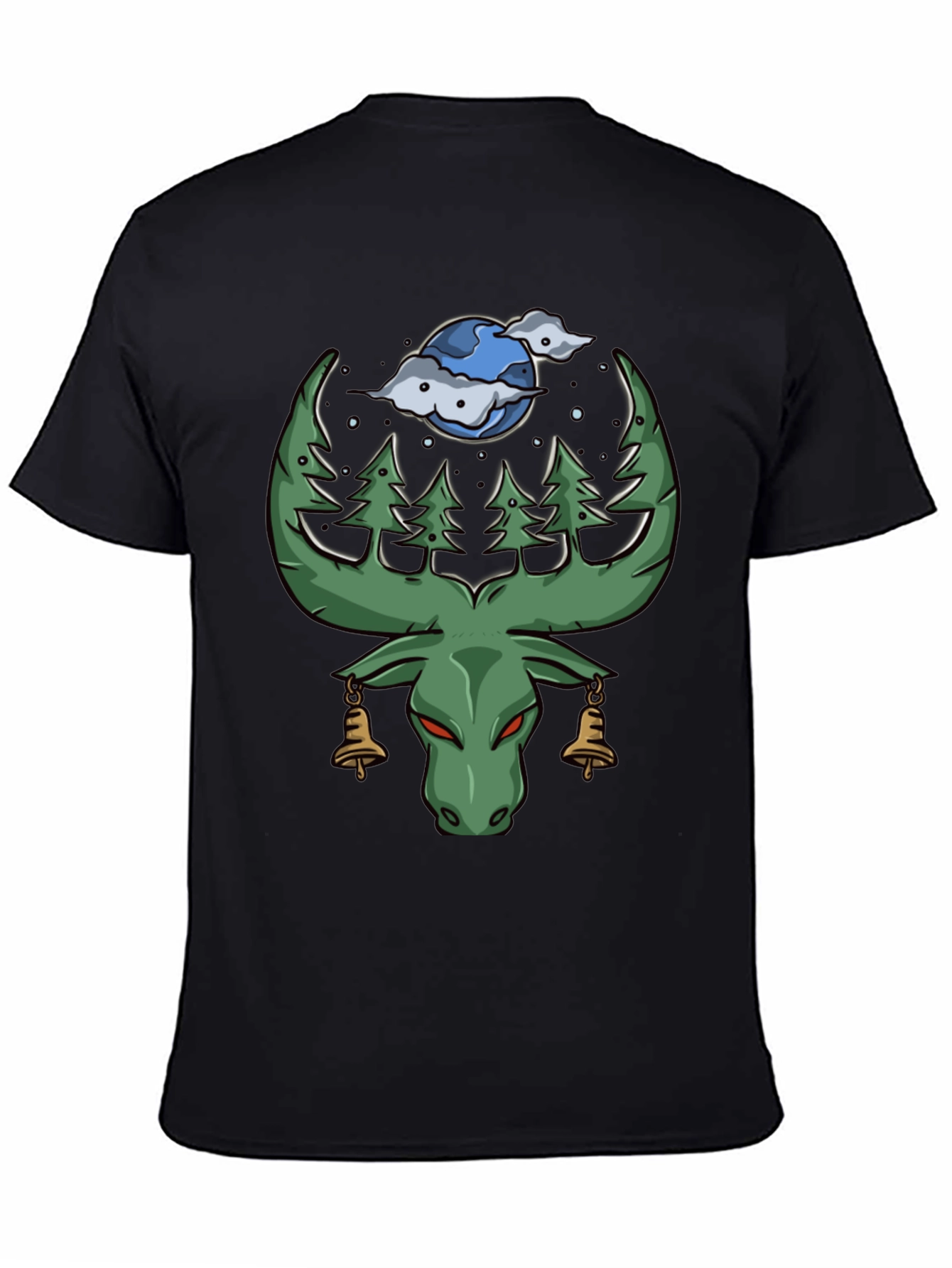 Nature Moose Graphic Tee - Black