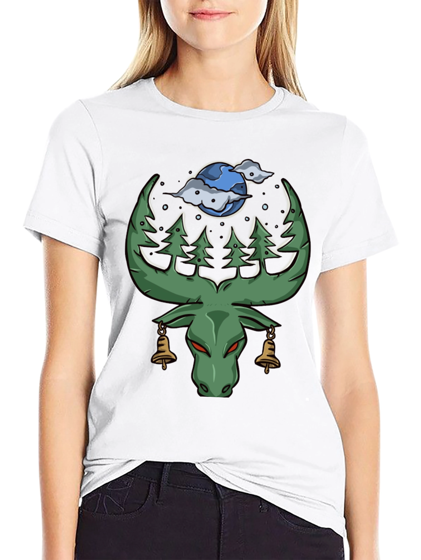 Nature Moose Graphic Tee - Black