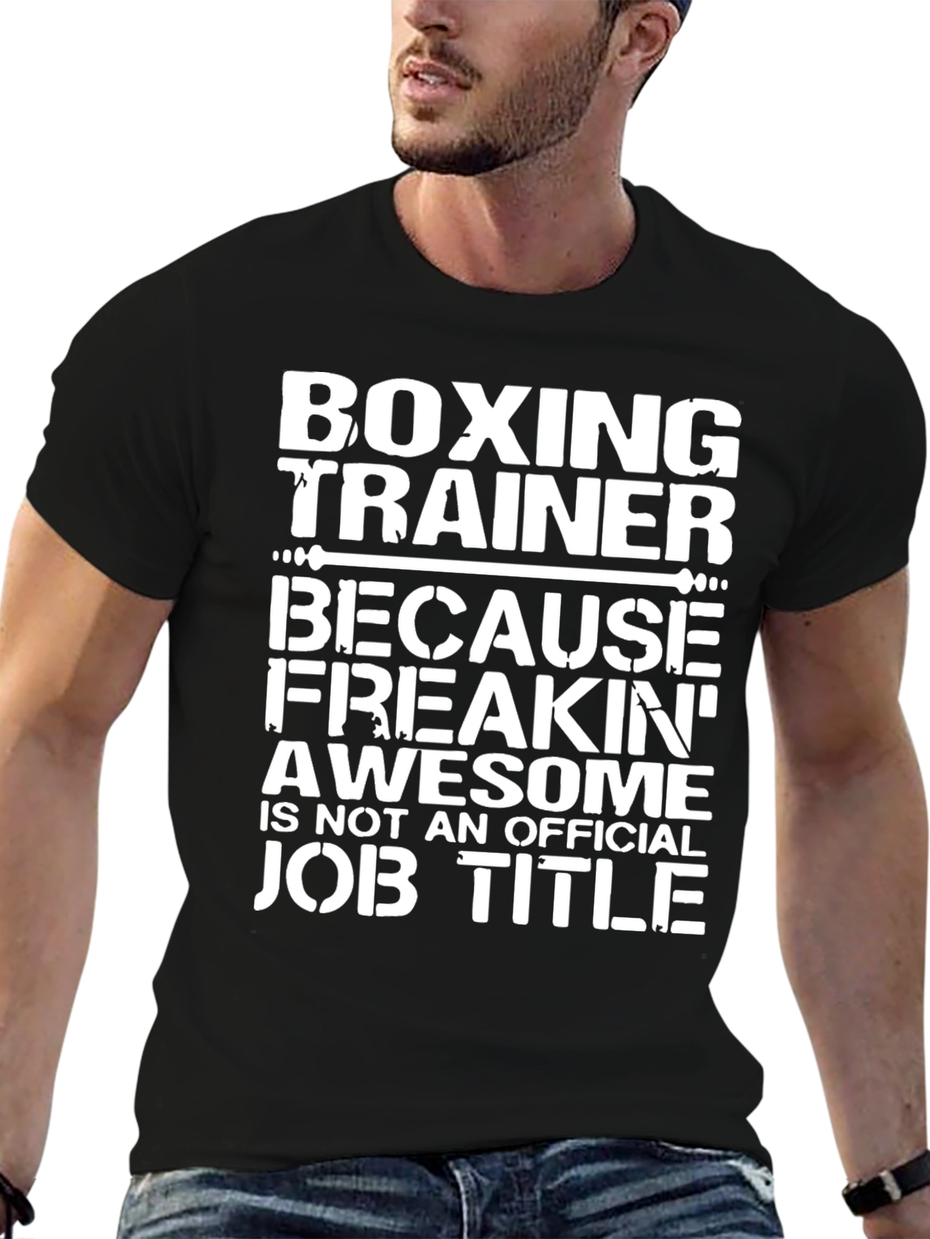 Boxing Trainer Awesome Job Title Black T-Shirt