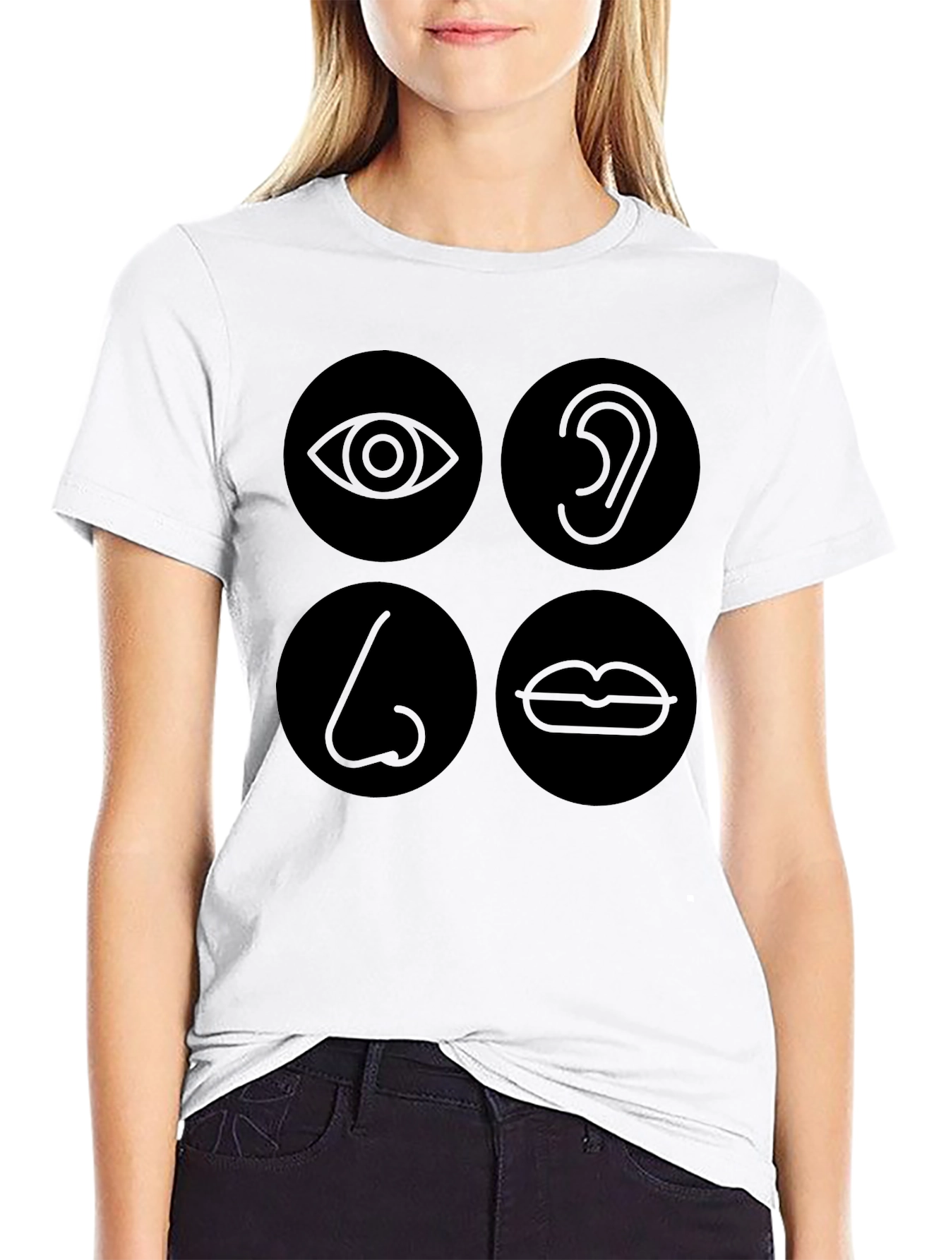 Senses Graphic Print Black T-Shirt