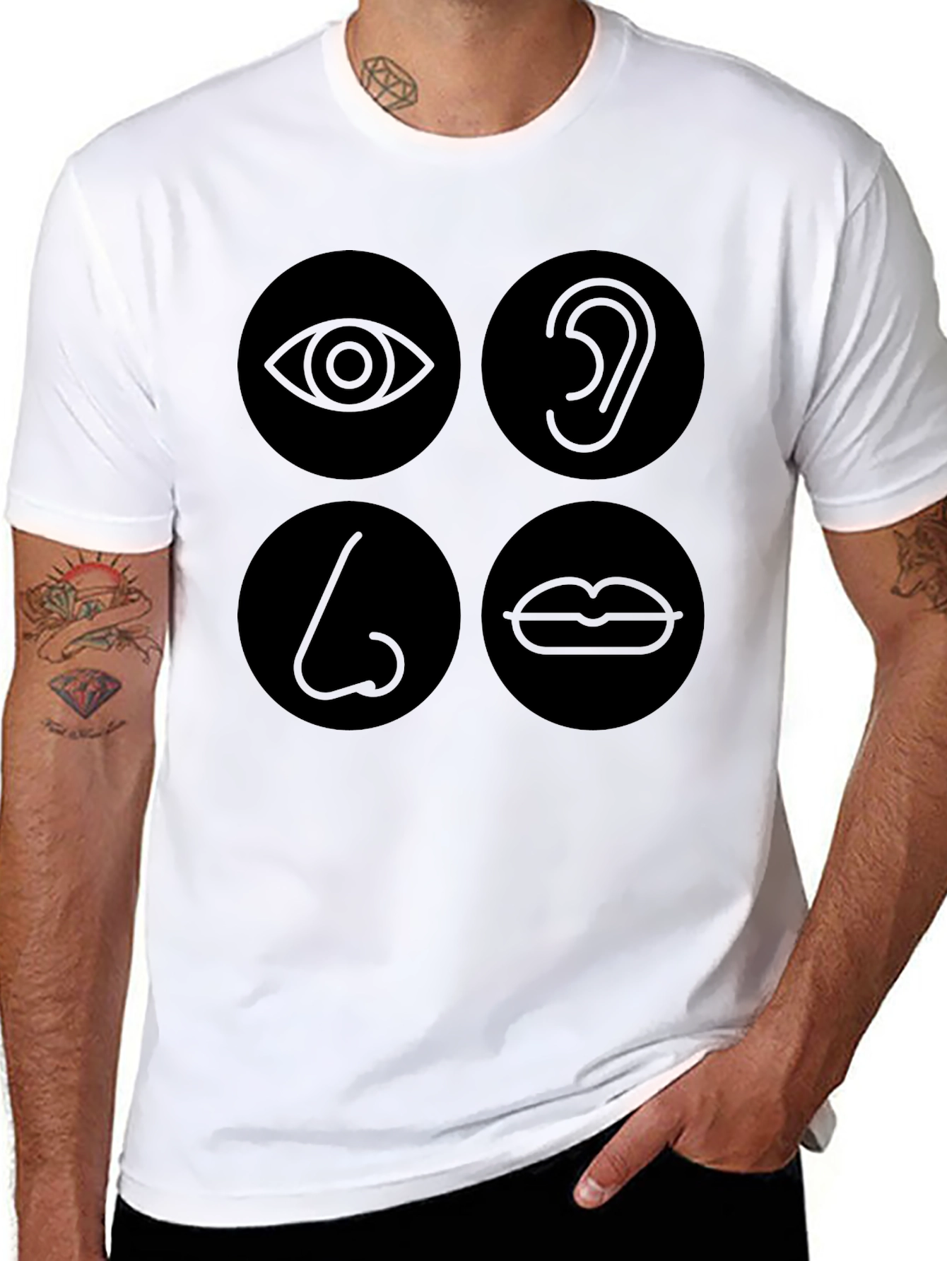 Senses Graphic Print Black T-Shirt