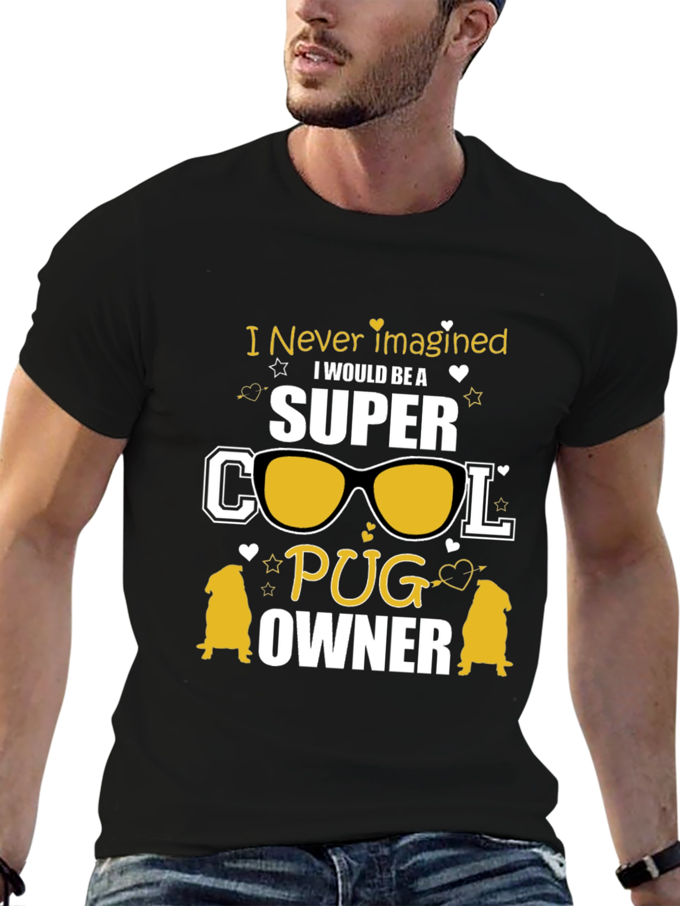 Super Cool Pug Owner Black T-Shirt
