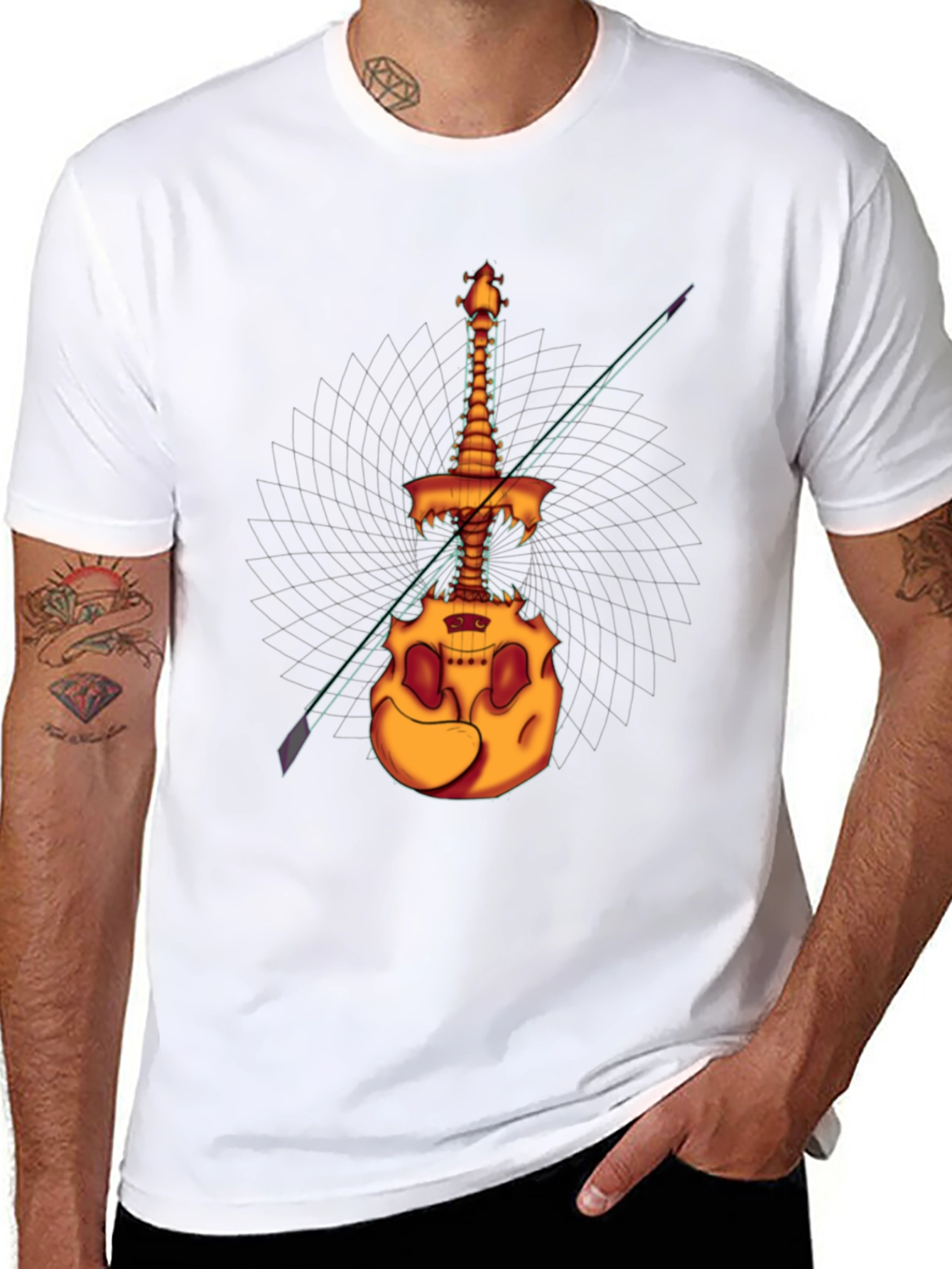 Spooky Skeleton Violin T-Shirt - Unique Halloween Design