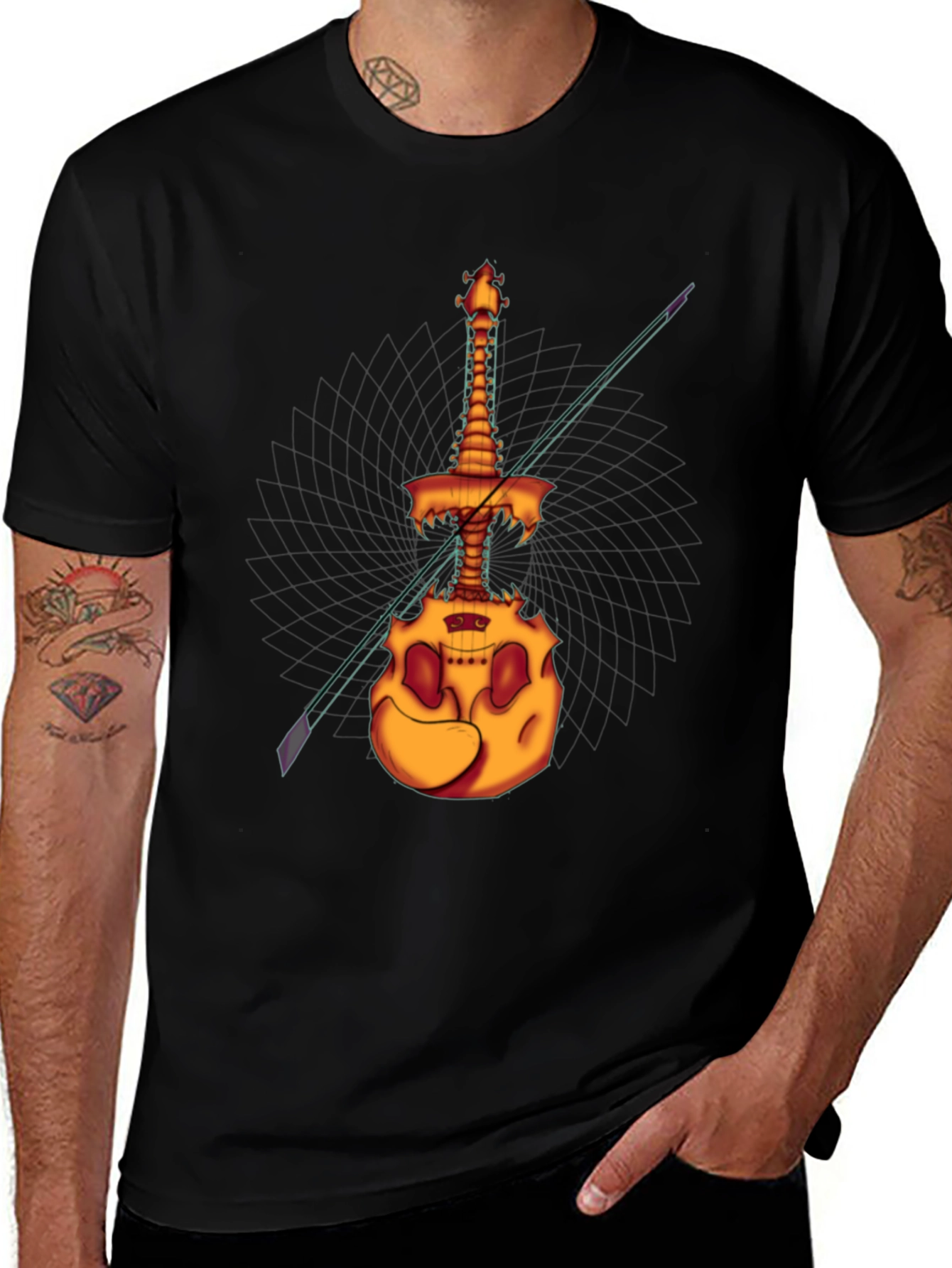 Spooky Skeleton Violin T-Shirt - Unique Halloween Design