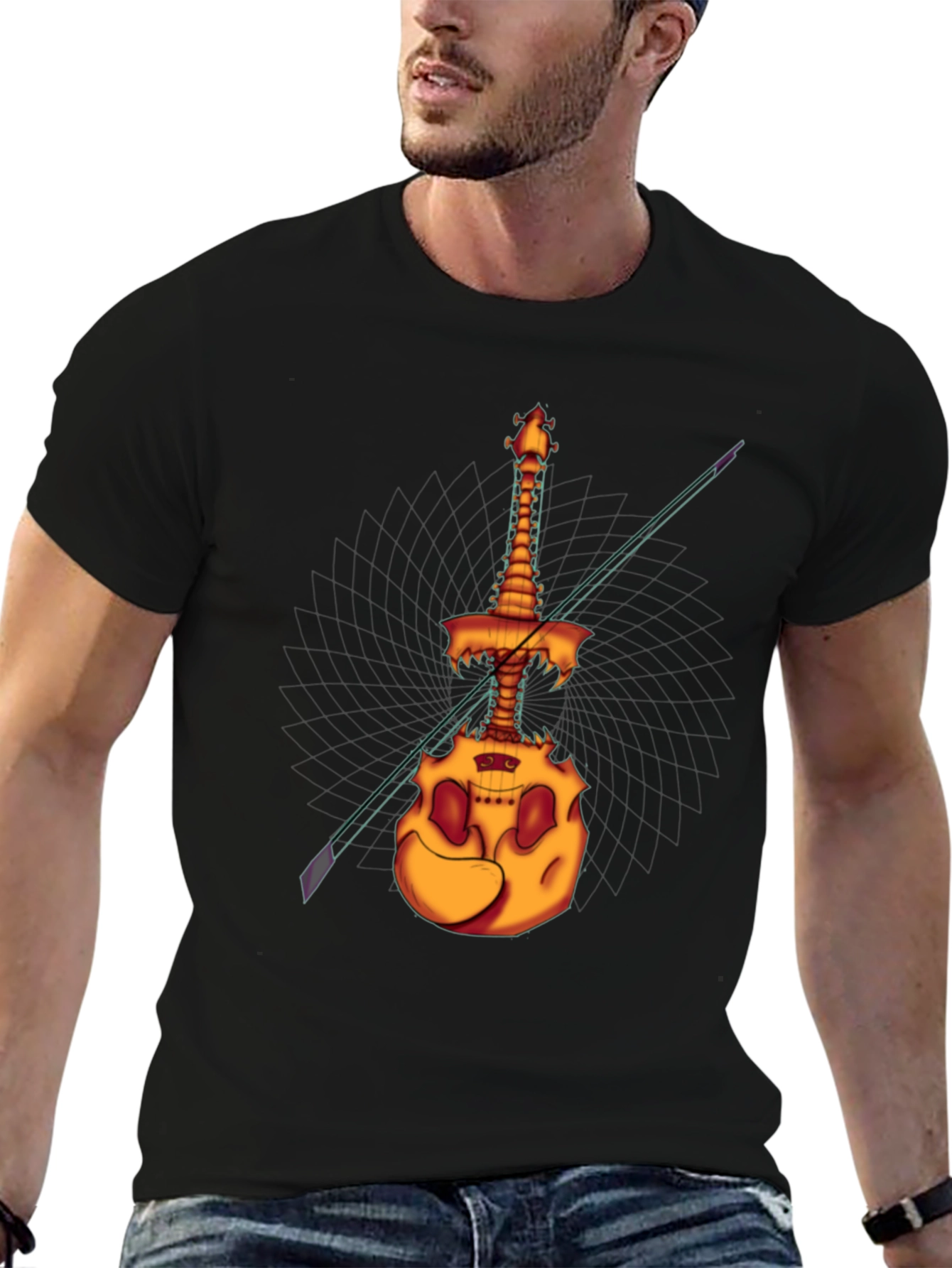 Spooky Skeleton Violin T-Shirt - Unique Halloween Design