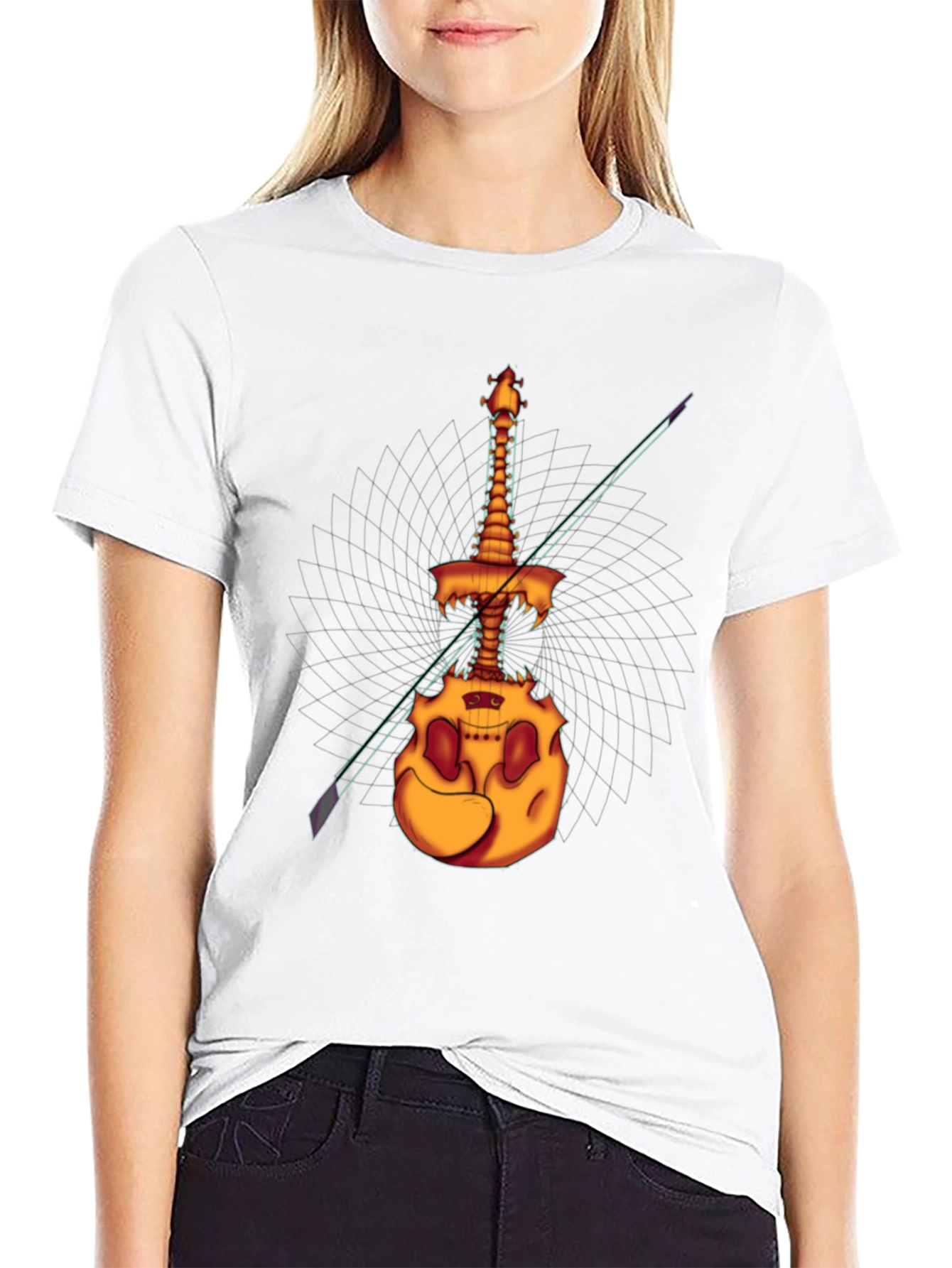 Spooky Skeleton Violin T-Shirt - Unique Halloween Design