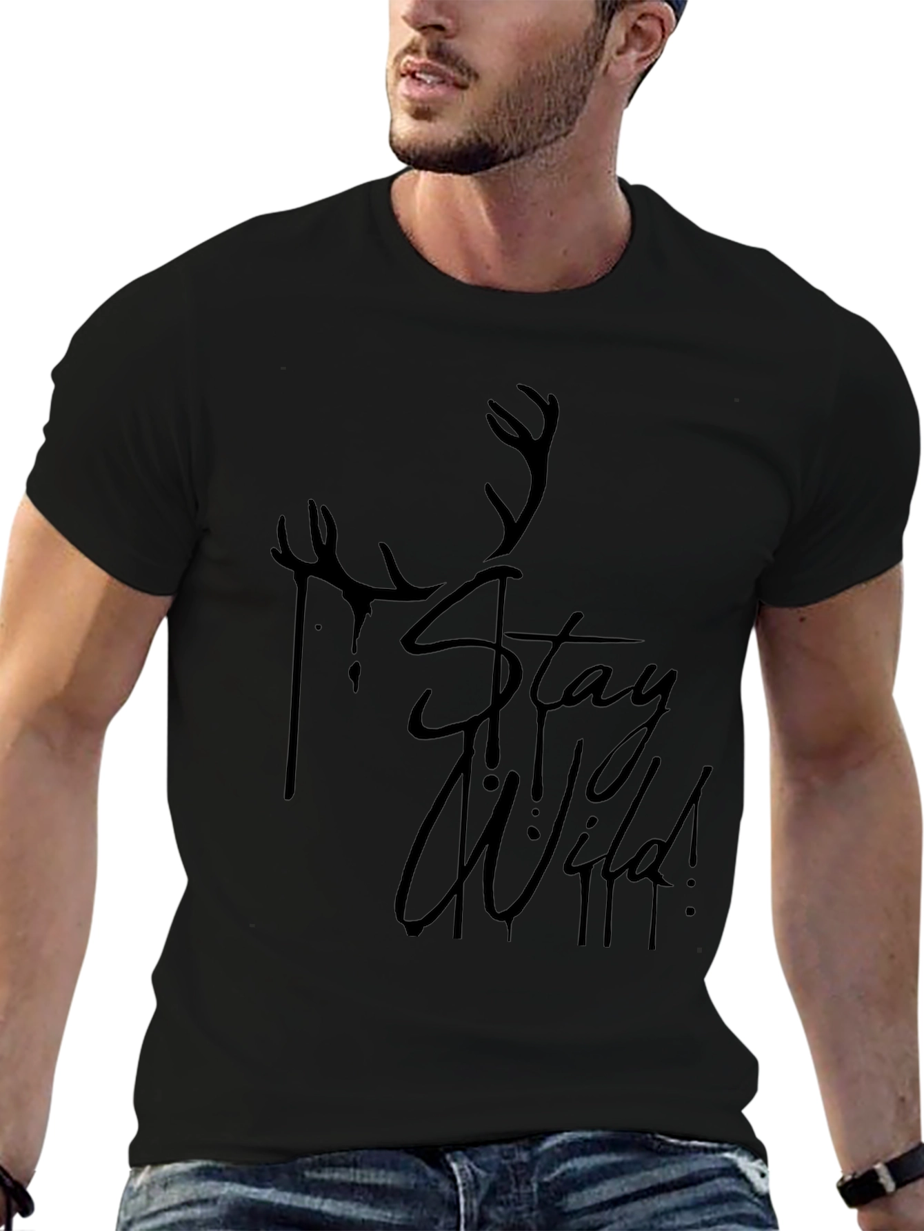 Stay Wild Graphic Tee - Mens Black T-Shirt