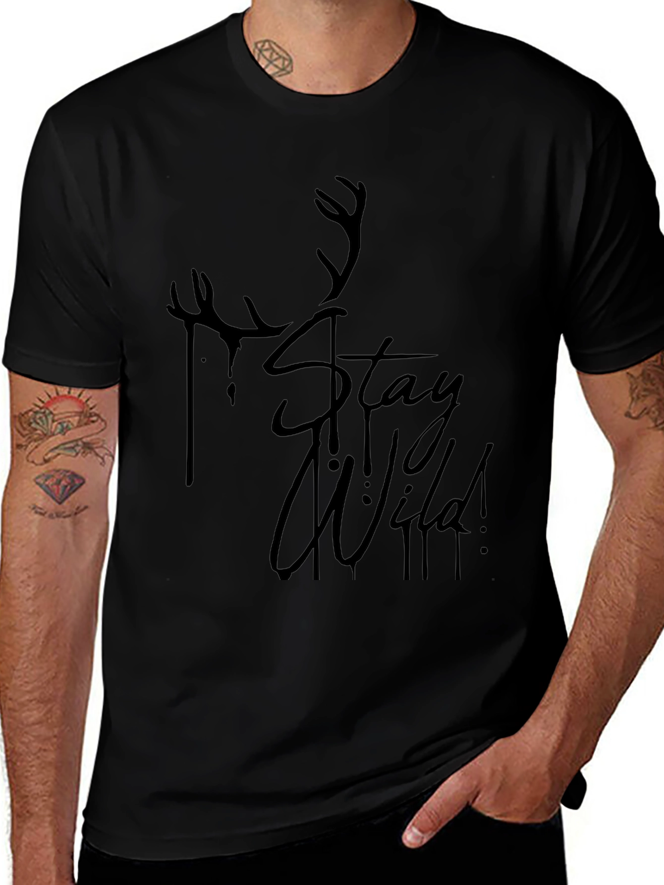 Stay Wild Graphic Tee - Mens Black T-Shirt