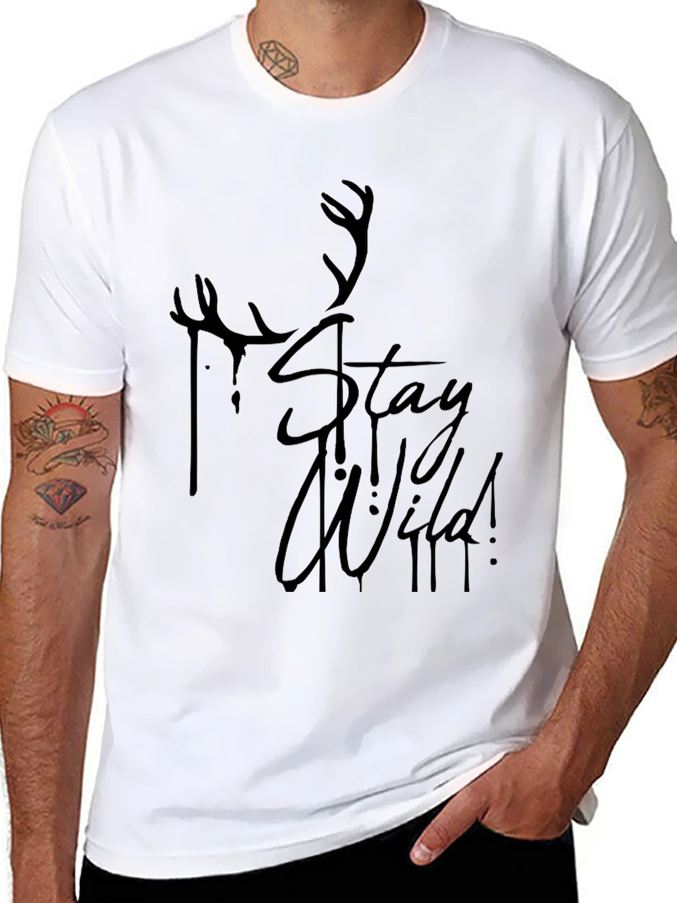 Stay Wild Graphic Tee - Mens Black T-Shirt