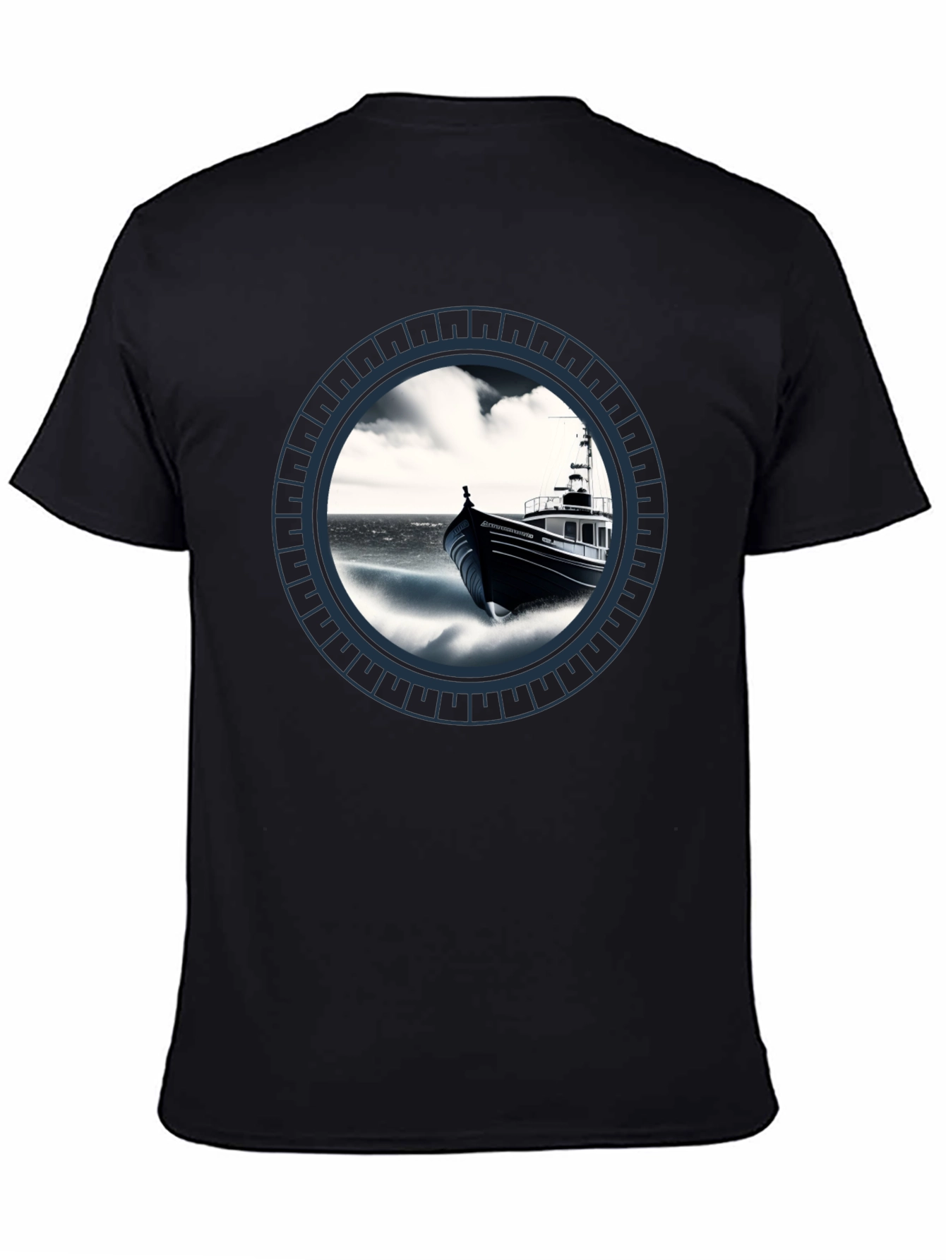 Nautical Boat Graphic Tee - Black