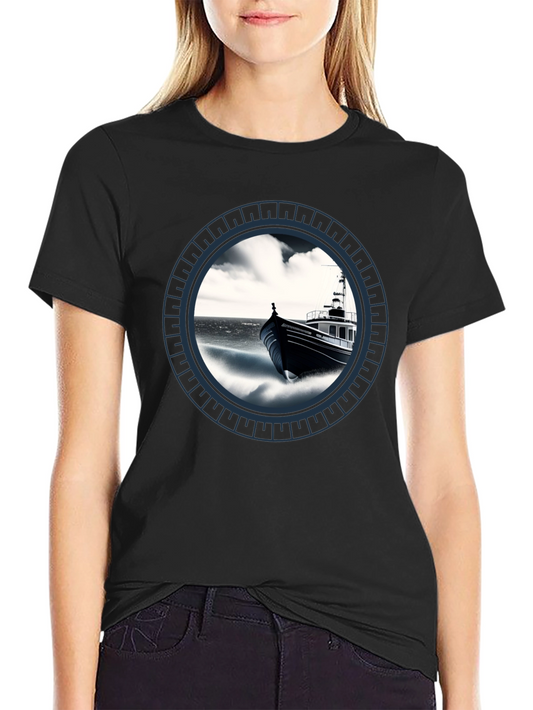 Nautical Boat Graphic Tee - Black