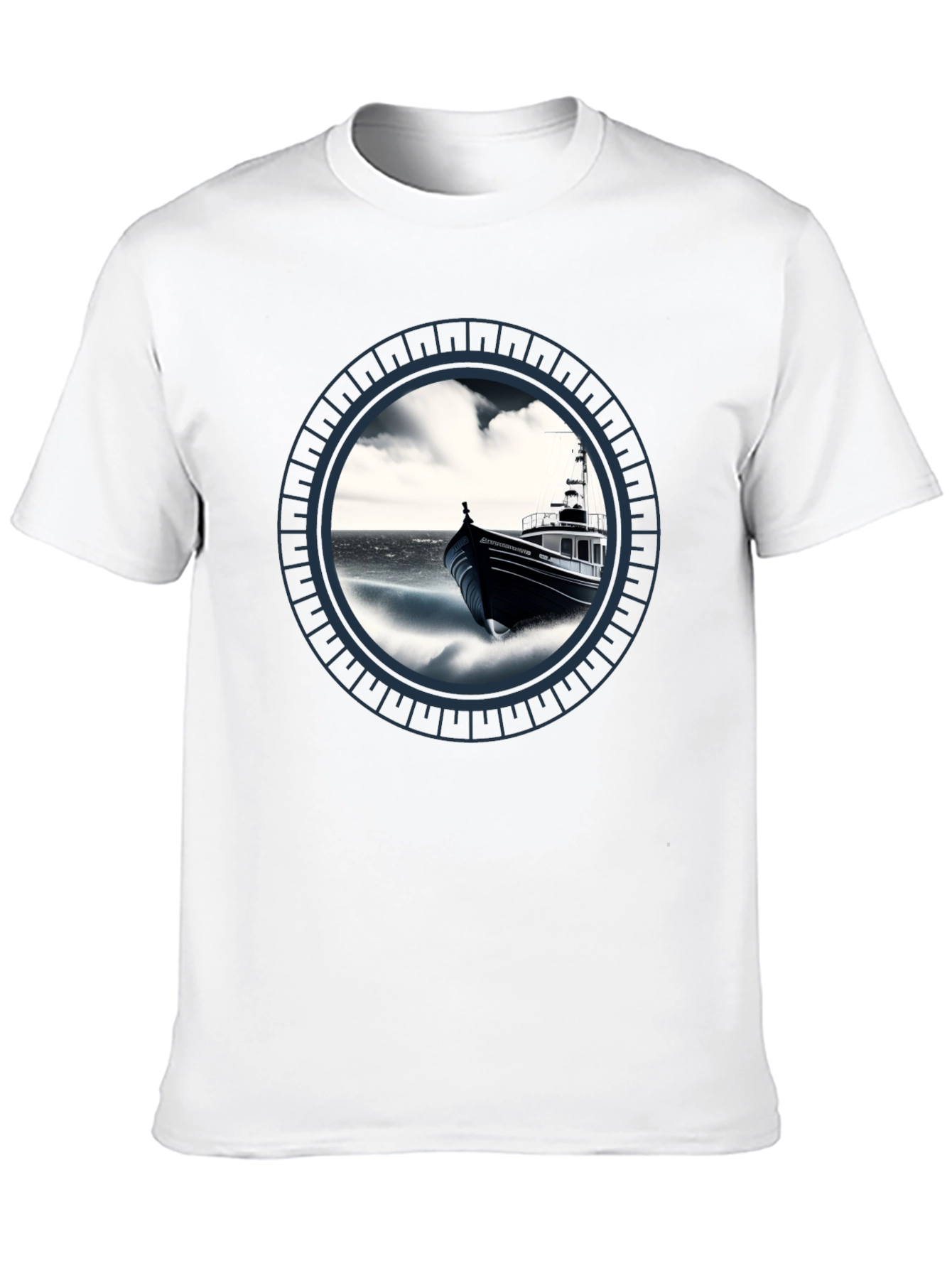 Nautical Boat Graphic Tee - Black