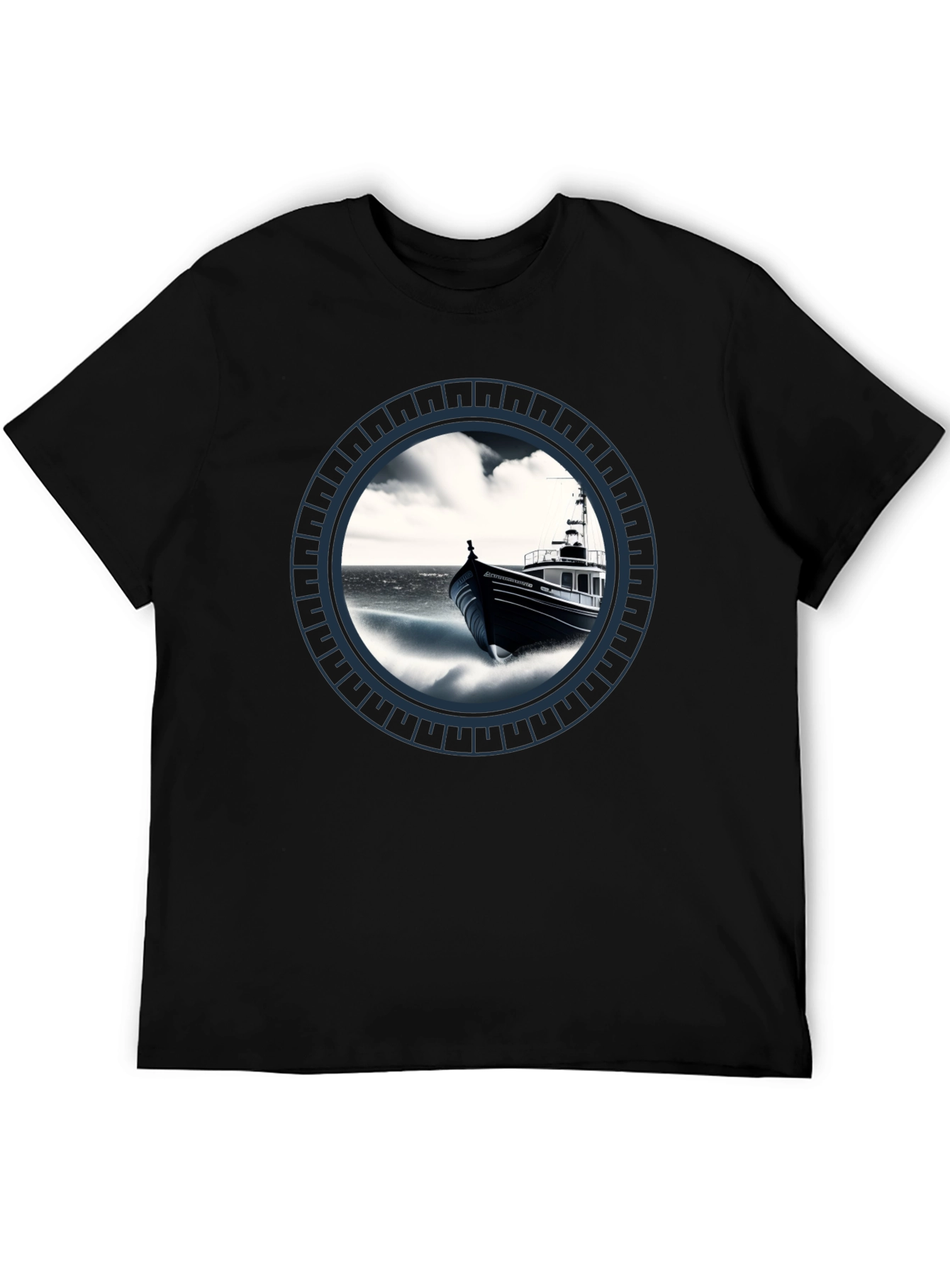 Nautical Boat Graphic Tee - Black