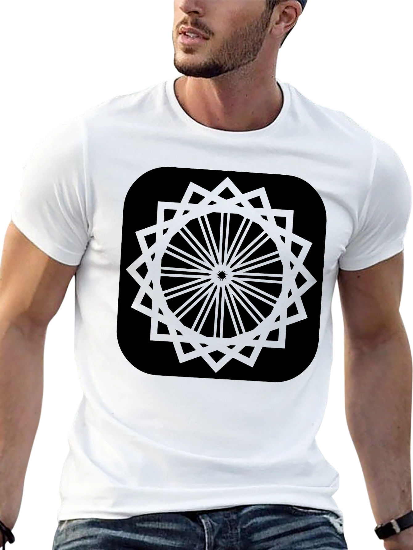 Geometric Pattern Black T-Shirt - Modern Style