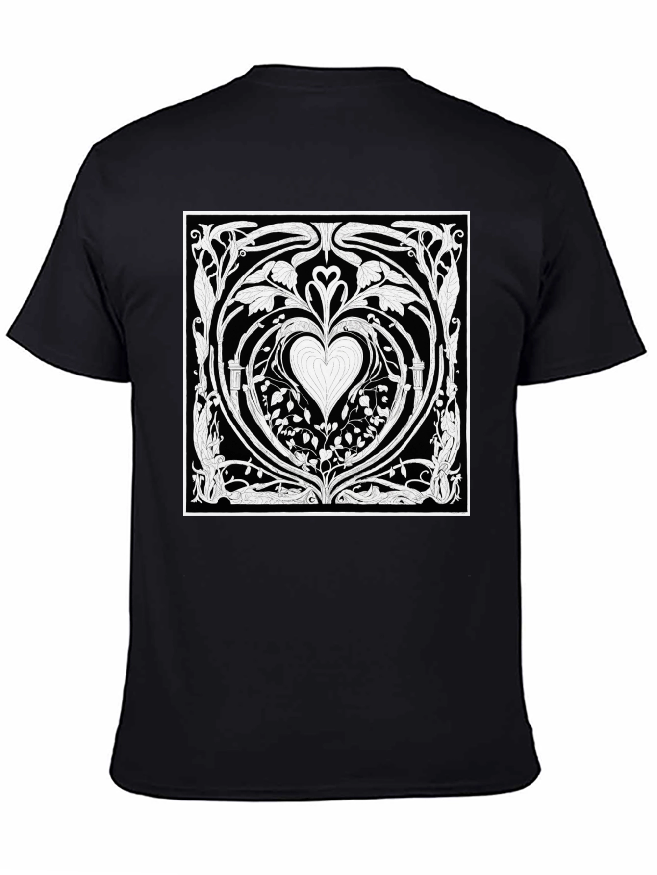 Art Nouveau Heart T-Shirt - Black