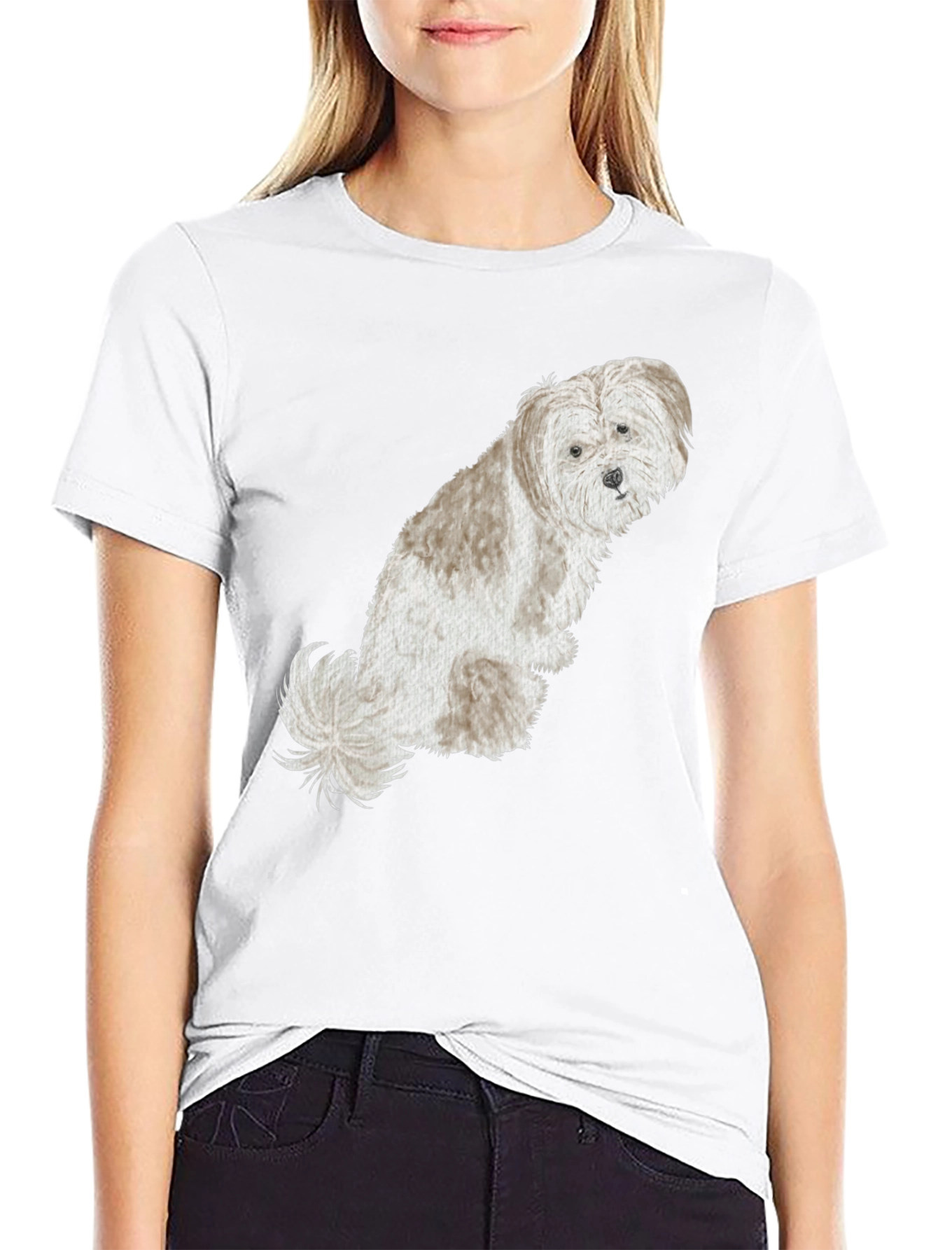 Cute Dog Graphic Tee - Black Cotton Shirt