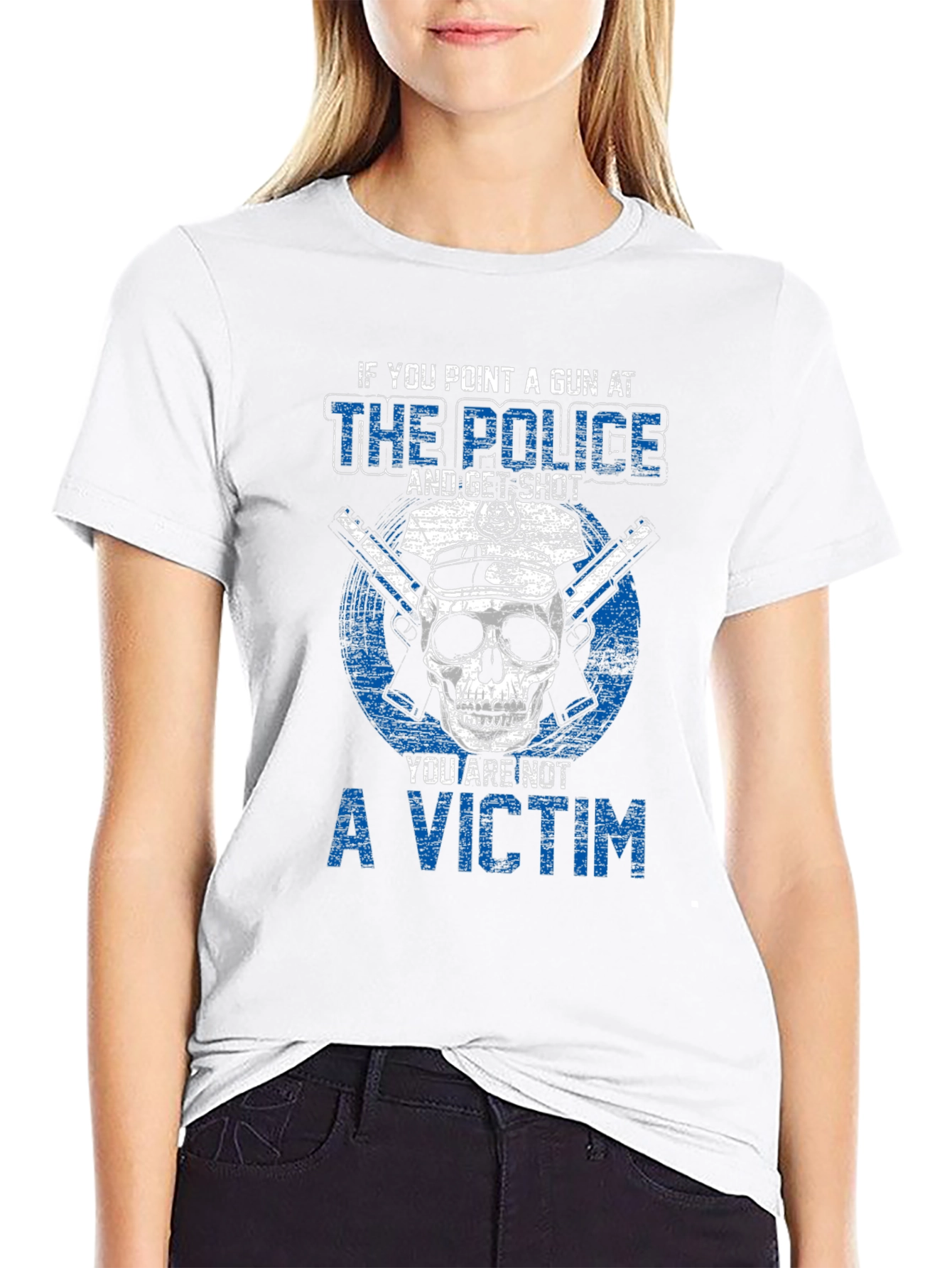 Police Skull Graphic T-Shirt
