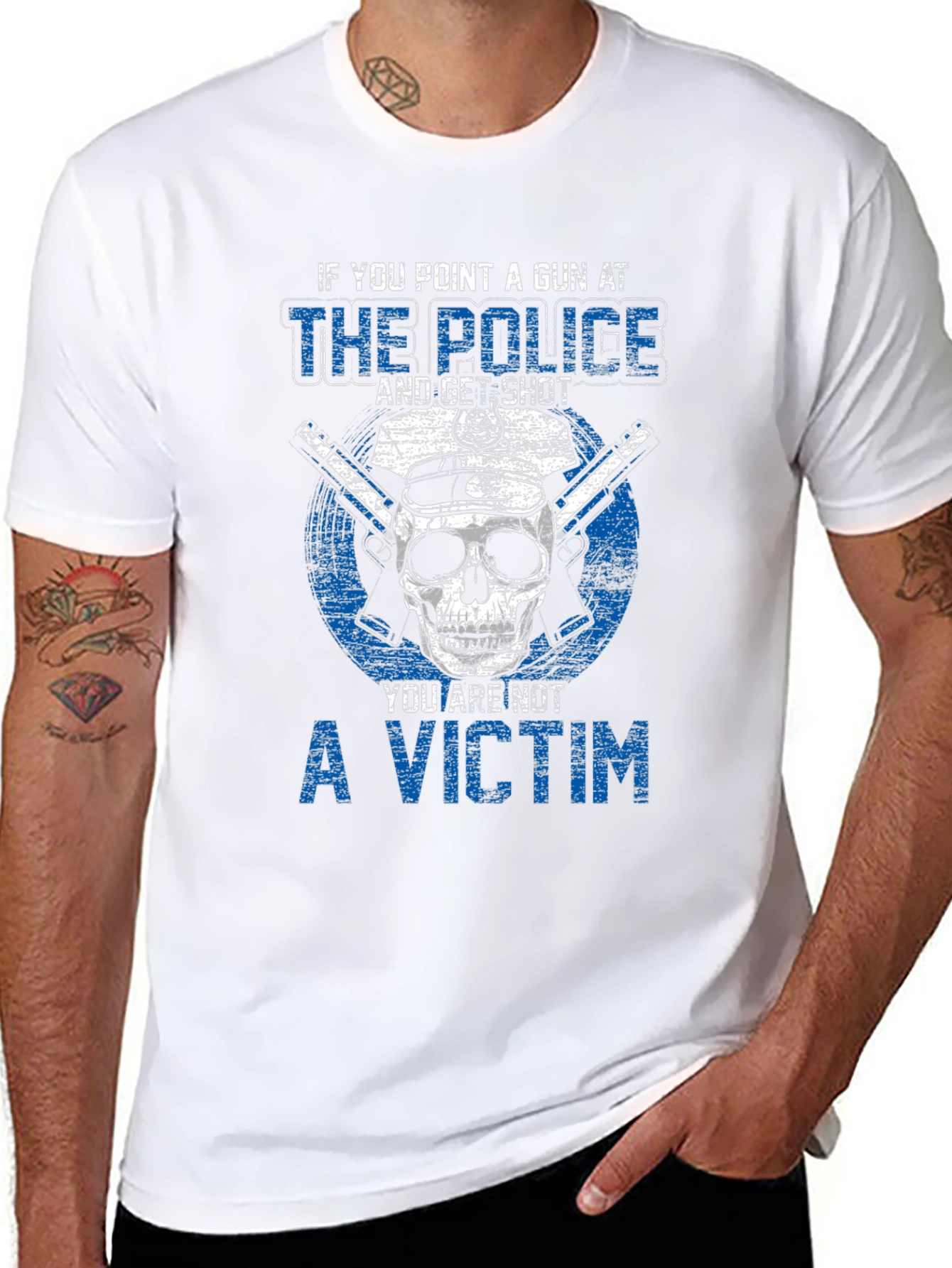 Police Skull Graphic T-Shirt