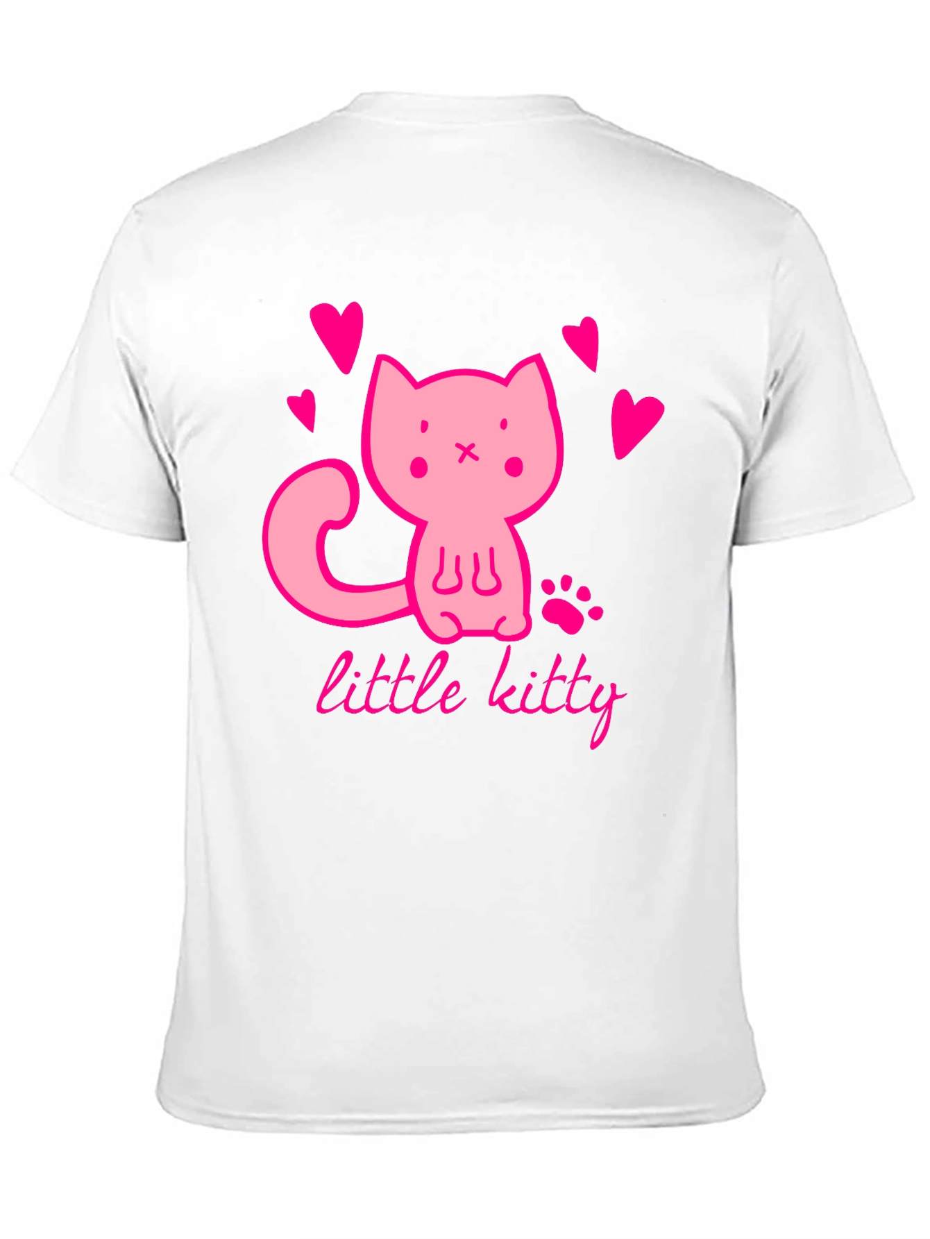 Cute Pink Kitten Black T-Shirt