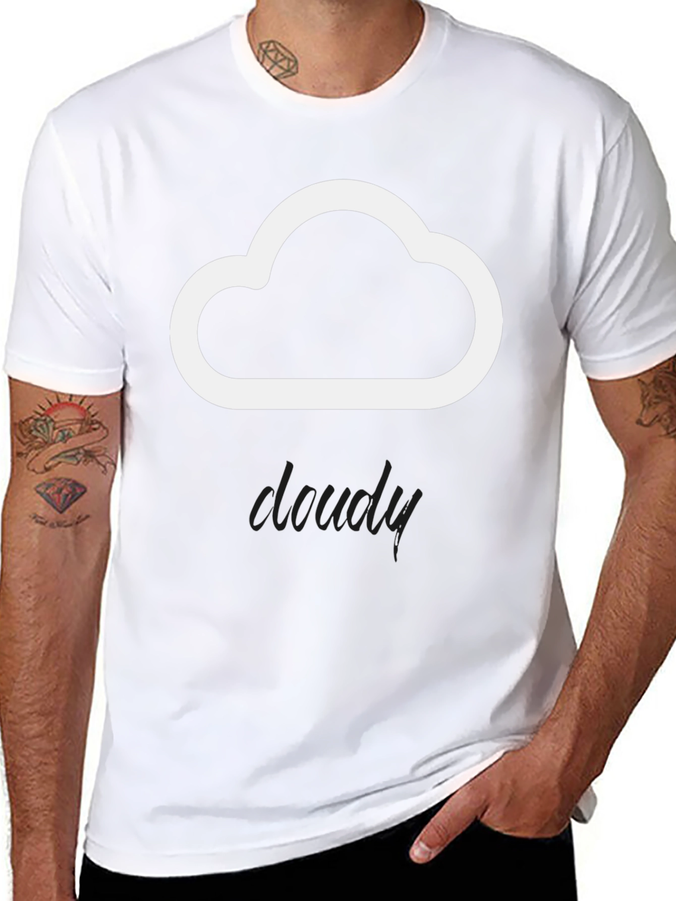 Cloudy Graphic T-Shirt | Black Cotton Blend Tee