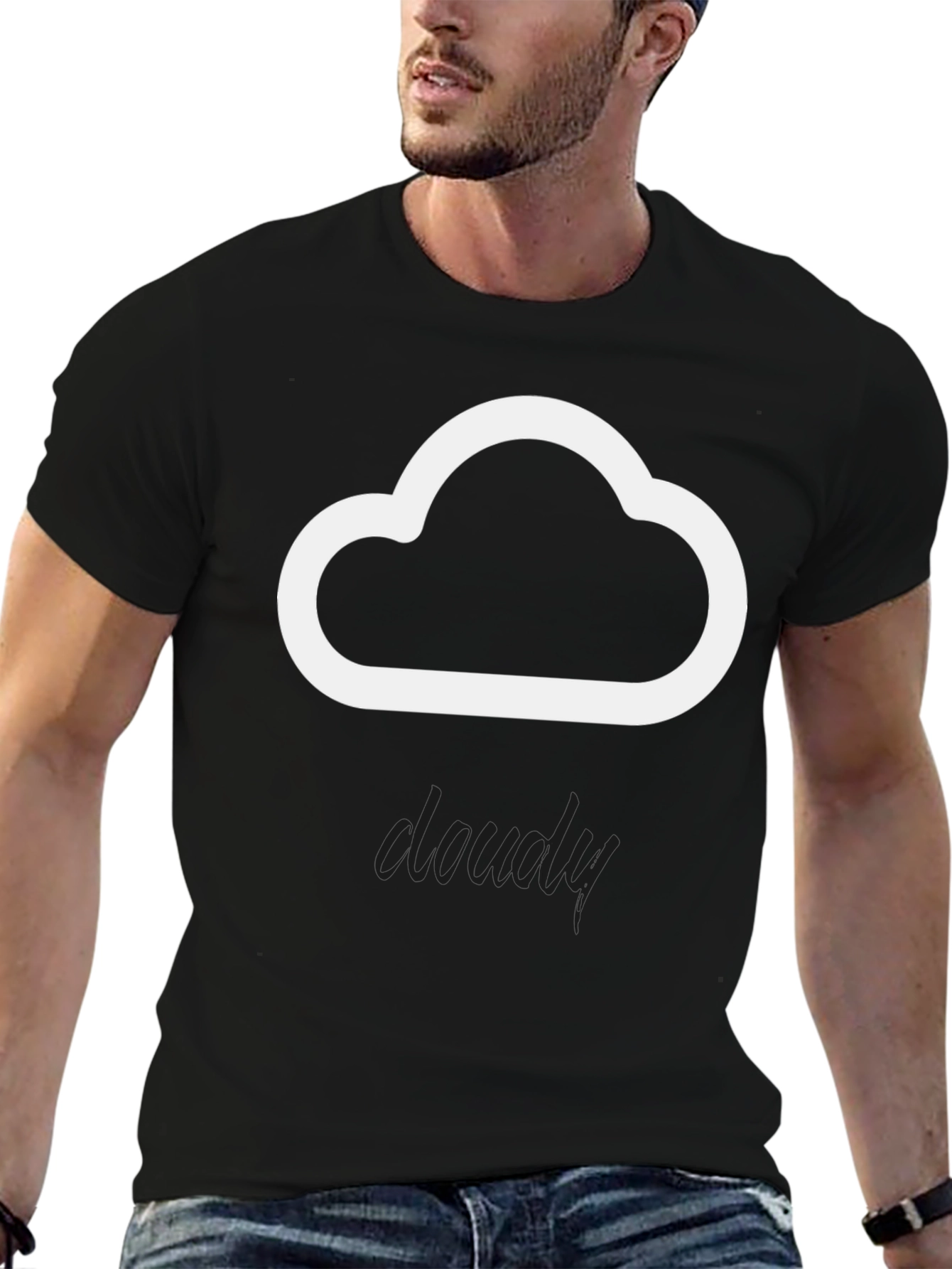 Cloudy Graphic T-Shirt | Black Cotton Blend Tee