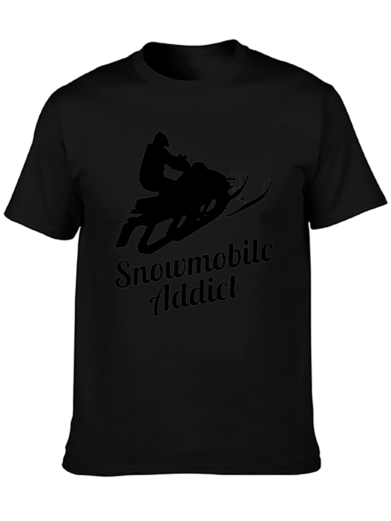 Snowmobile Addict Black Graphic T-Shirt