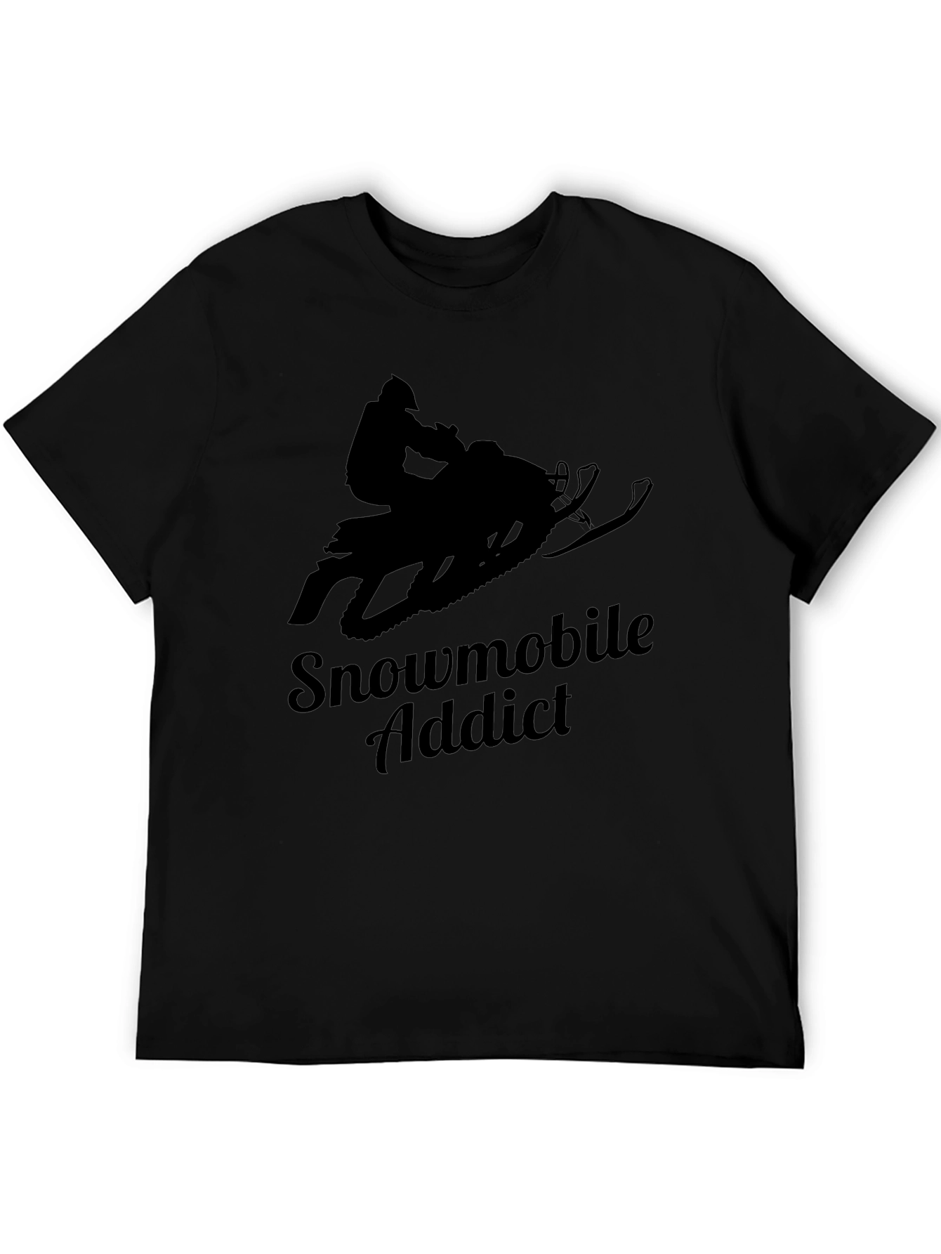 Snowmobile Addict Black Graphic T-Shirt