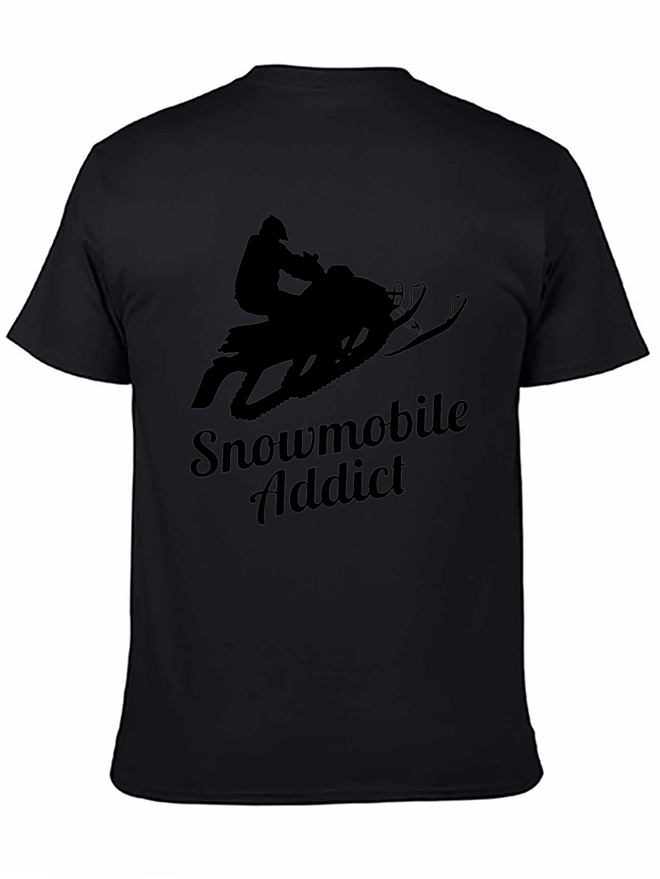 Snowmobile Addict Black Graphic T-Shirt
