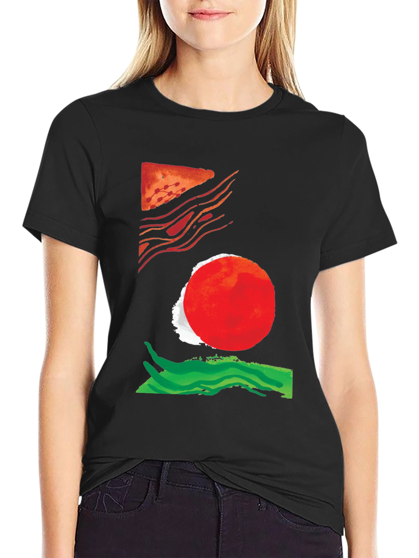Abstract Graphic Tee - Black Cotton Blend