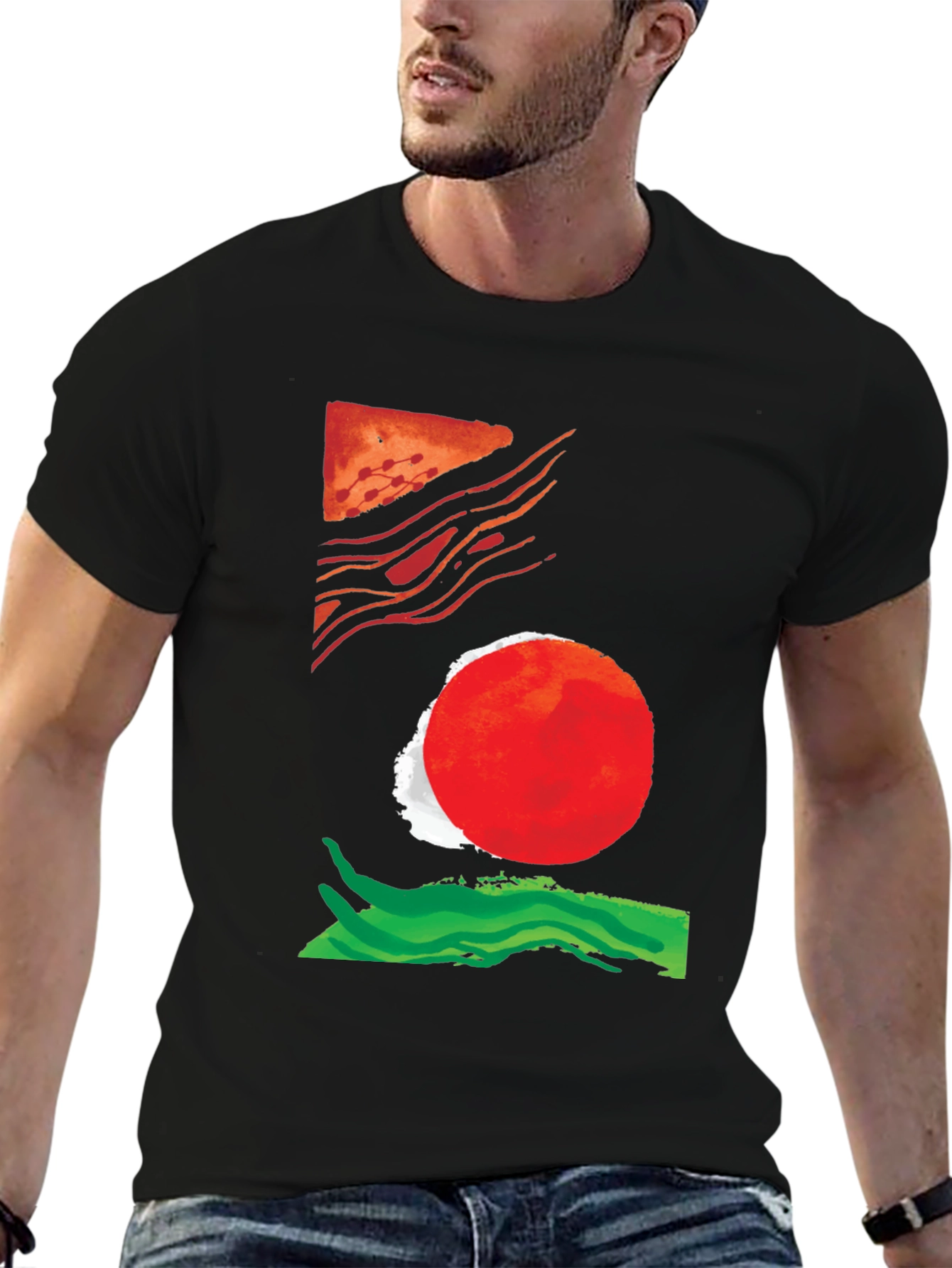 Abstract Graphic Tee - Black Cotton Blend