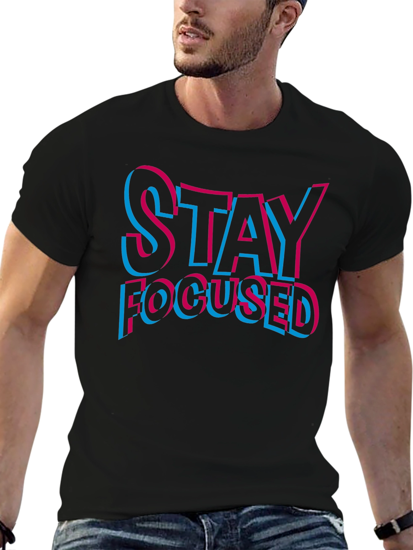Stay Focused Graphic T-Shirt - Mens Black Tee