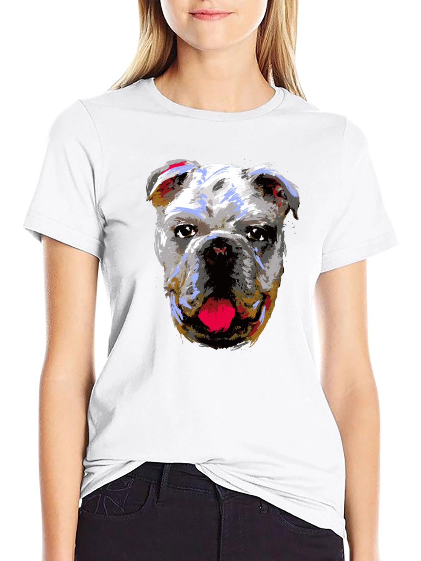 Bulldog Graphic Print Black T-Shirt