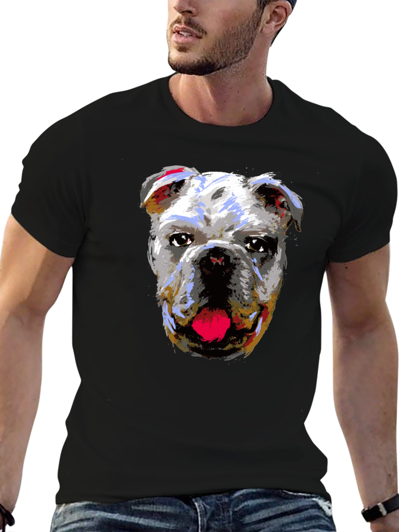 Bulldog Graphic Print Black T-Shirt
