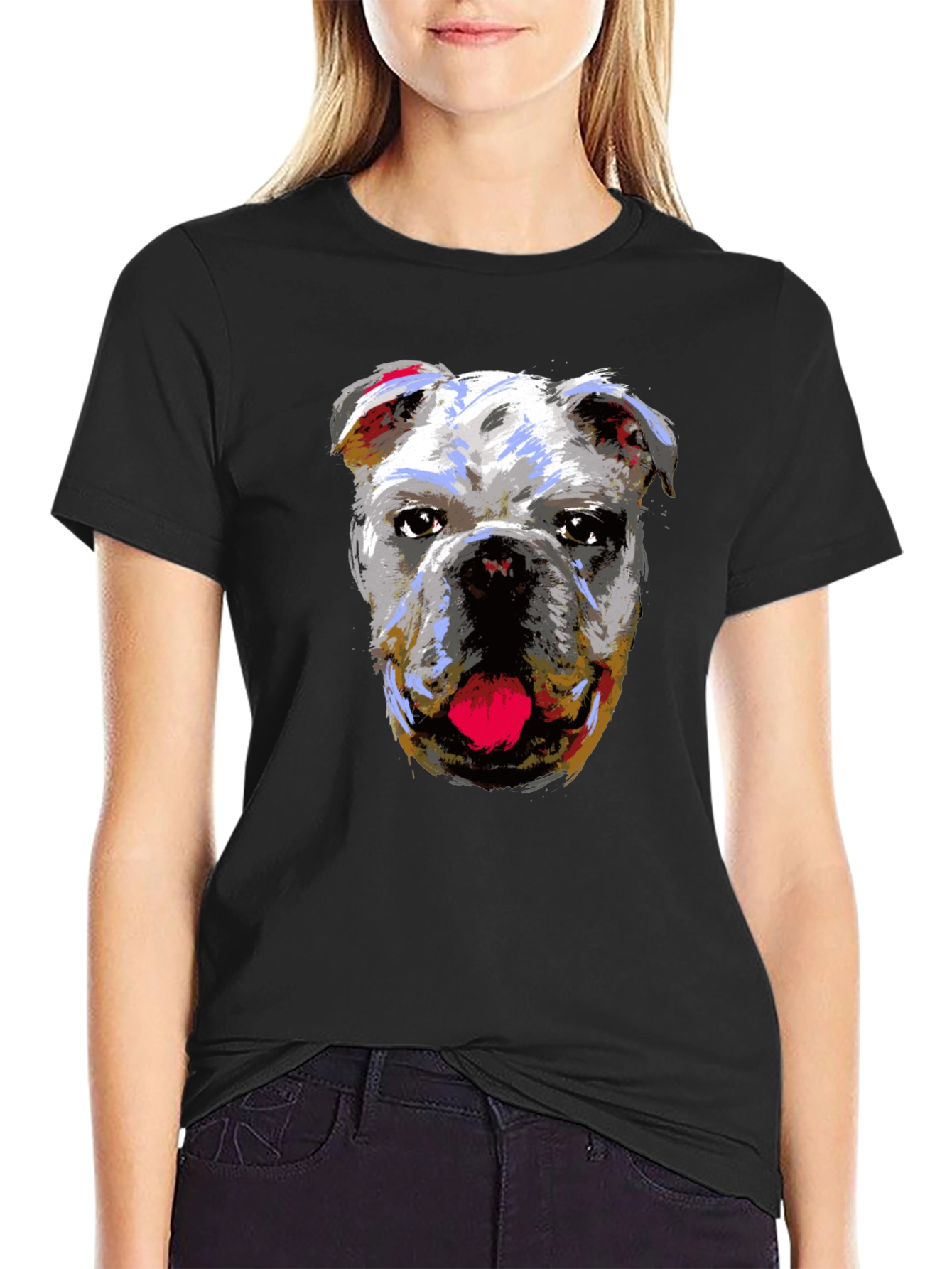 Bulldog Graphic Print Black T-Shirt