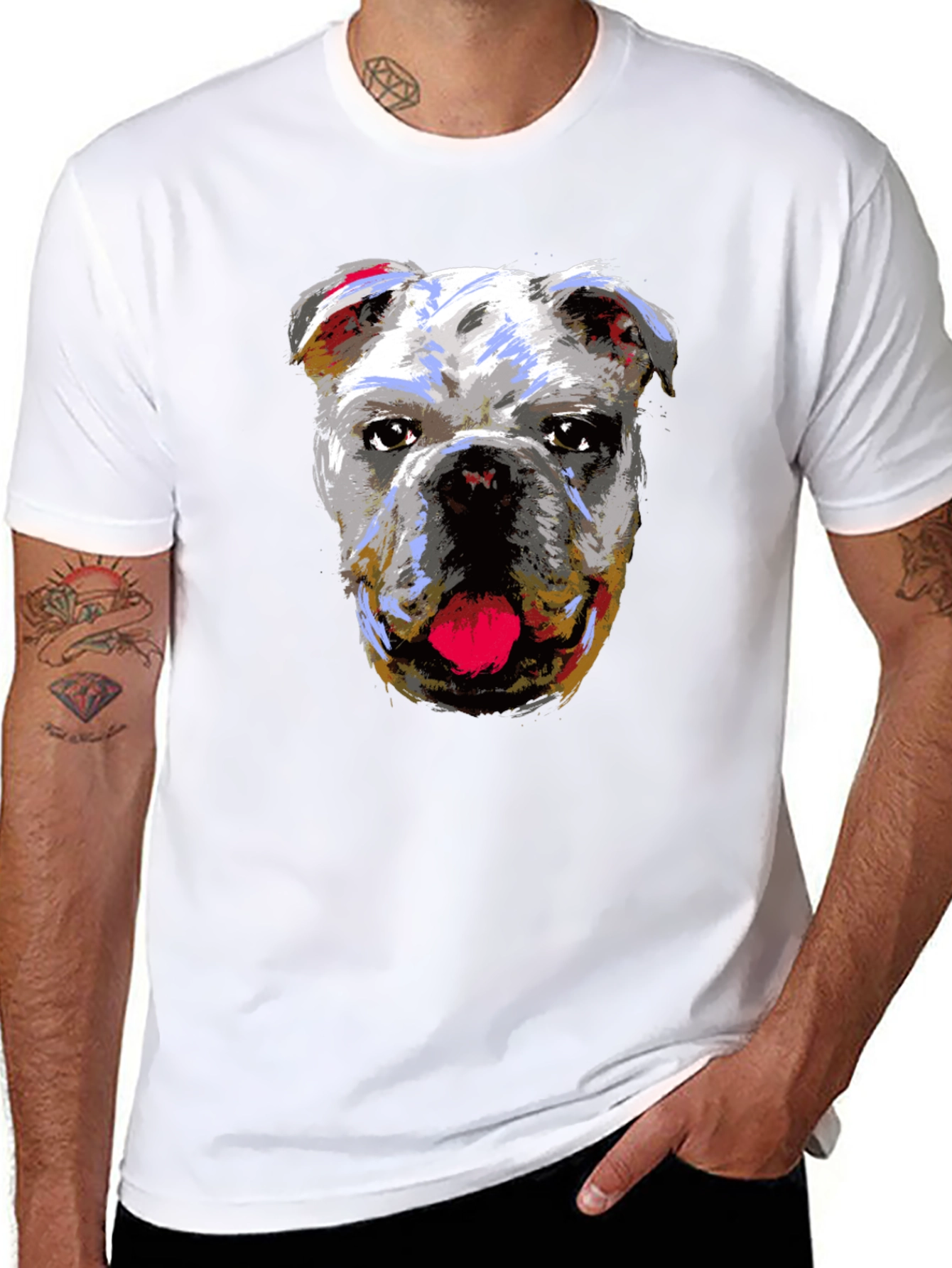 Bulldog Graphic Print Black T-Shirt