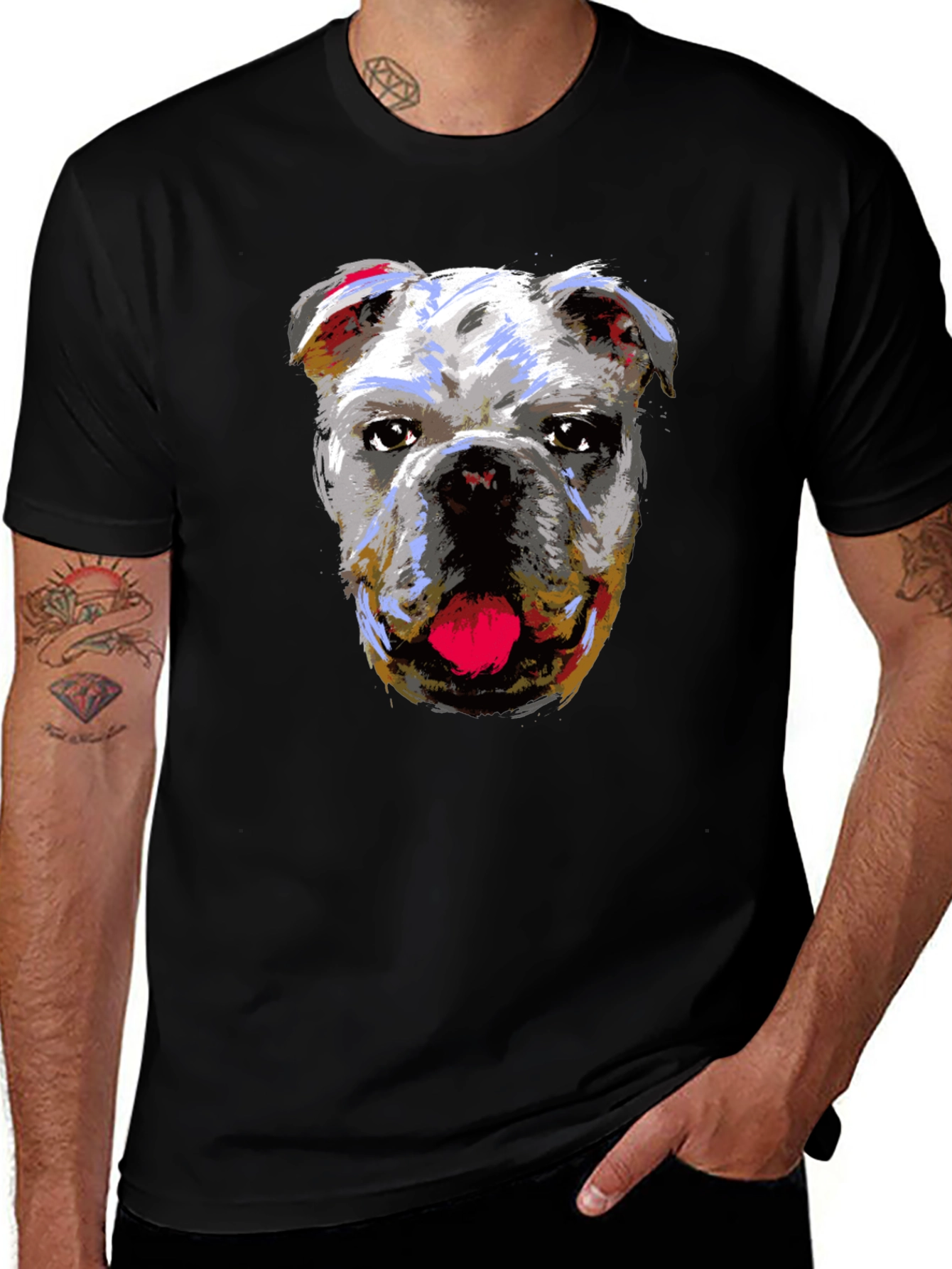 Bulldog Graphic Print Black T-Shirt