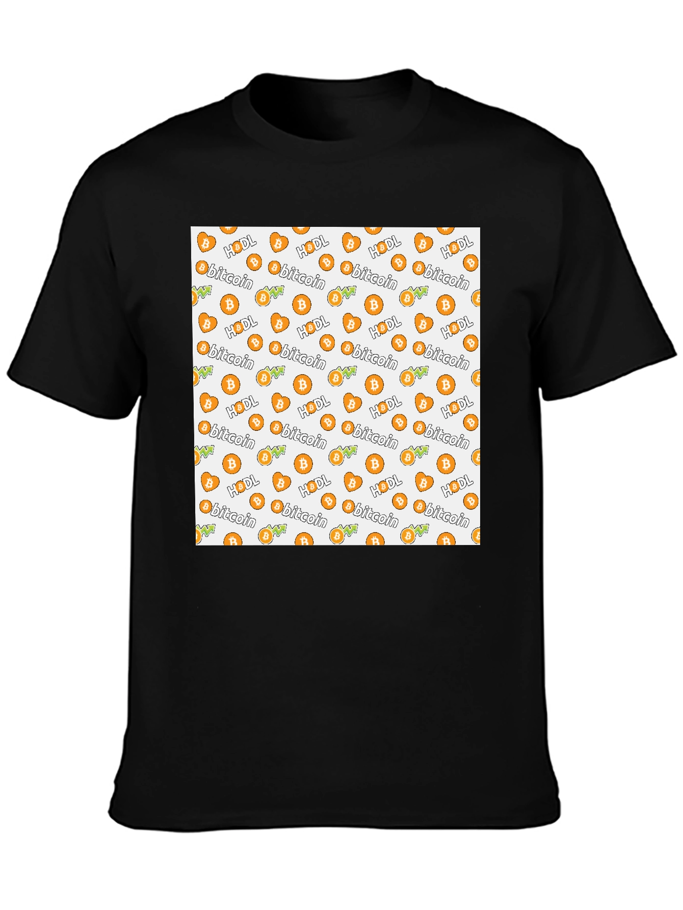 Bitcoin HODL Pattern Black T-Shirt