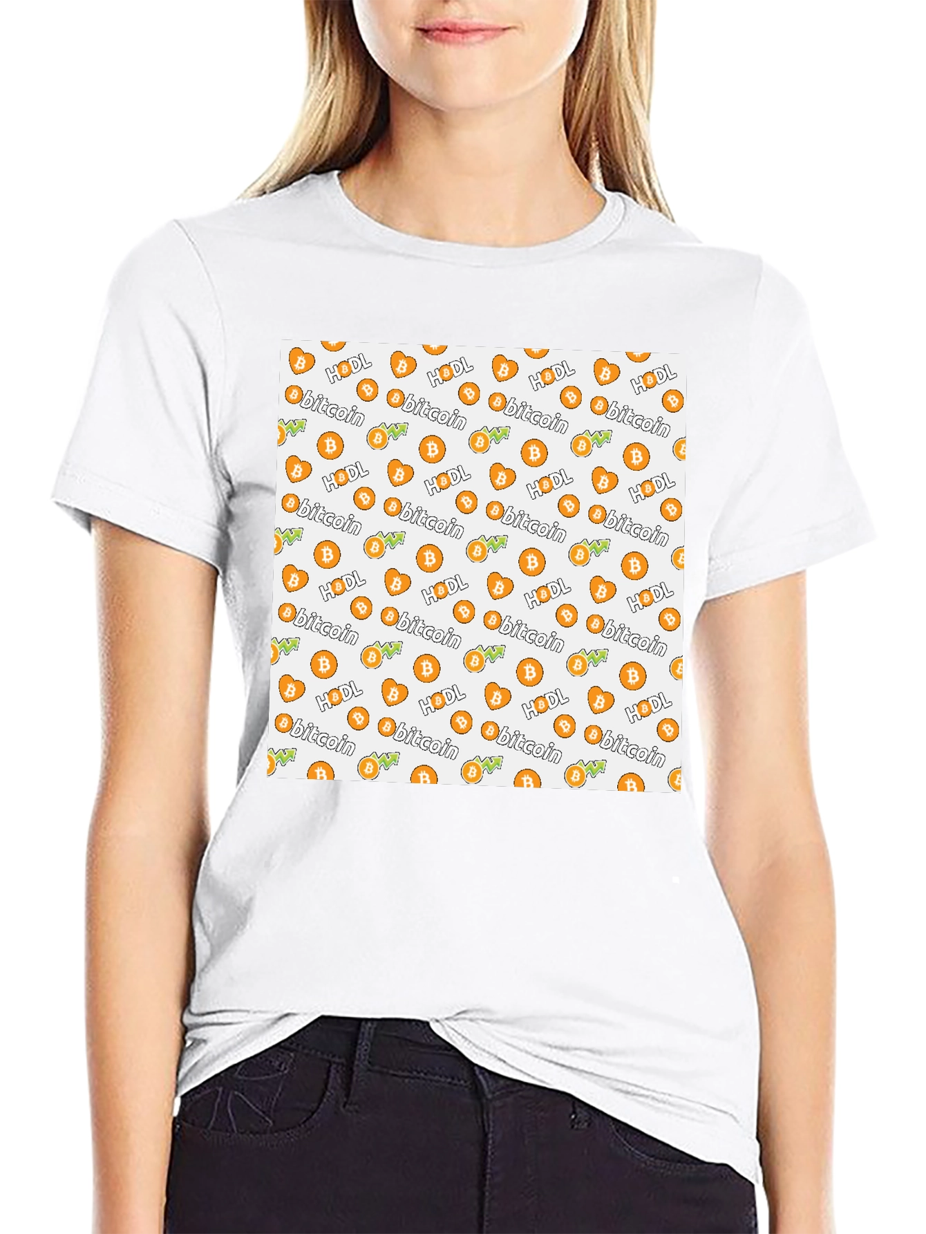 Bitcoin HODL Pattern Black T-Shirt