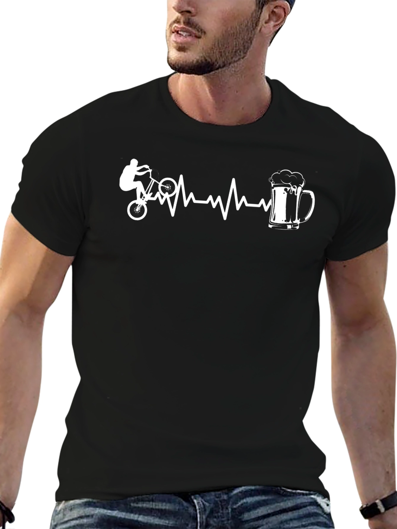 Cycling and Beer Heartbeat T-Shirt