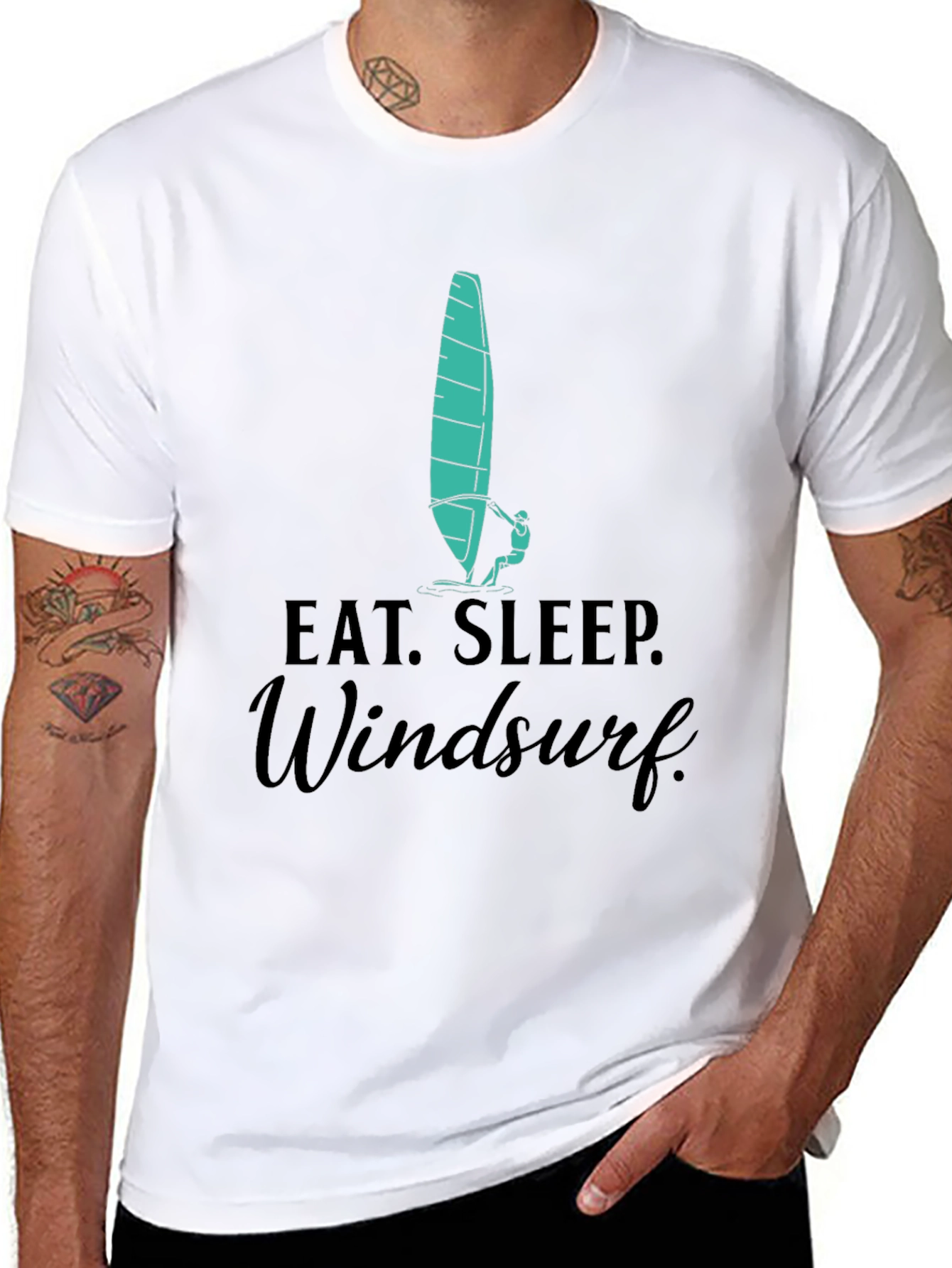 Eat. Sleep. Windsurf. Black Graphic Tee